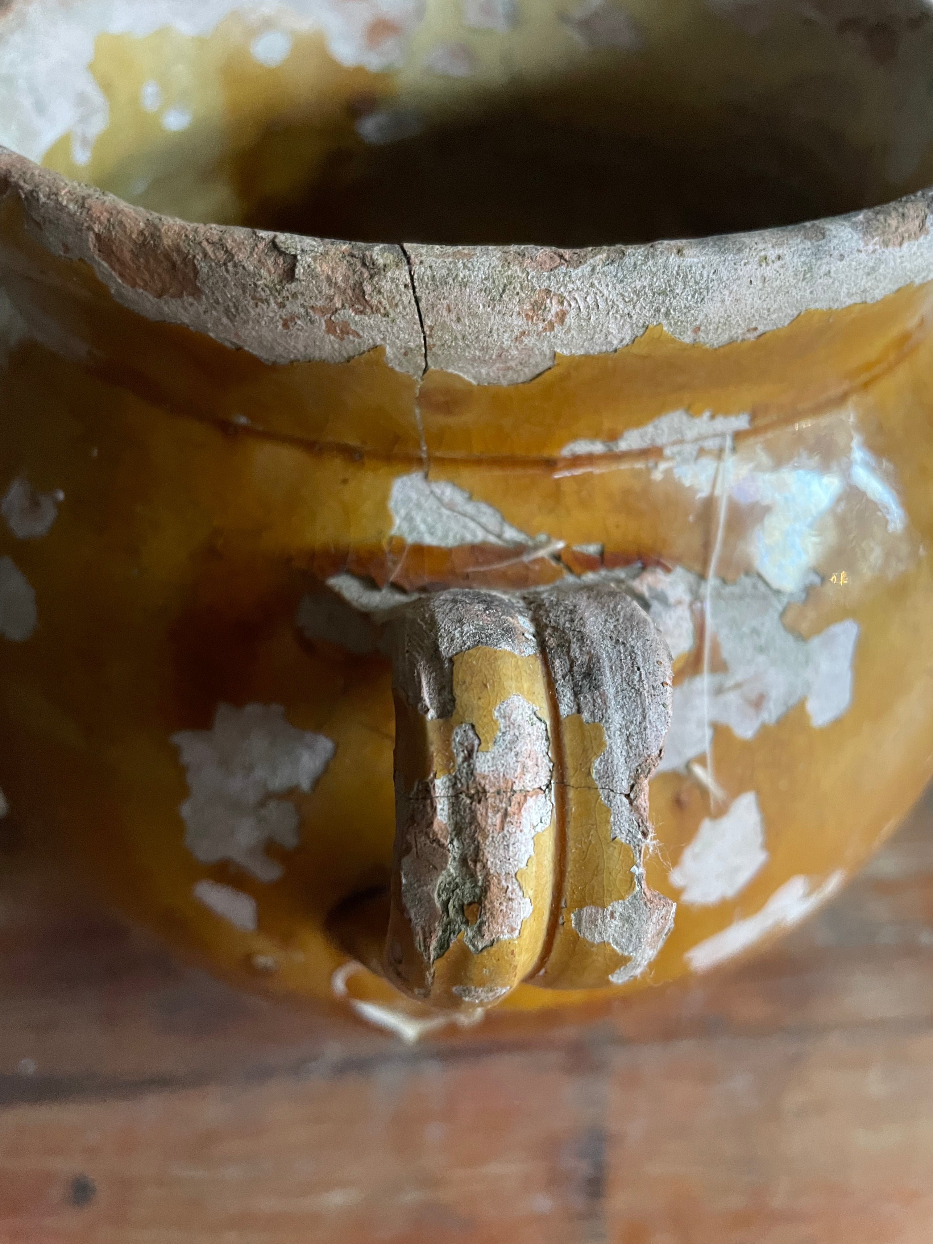 Small 19th Century French Yellow Confit Pot