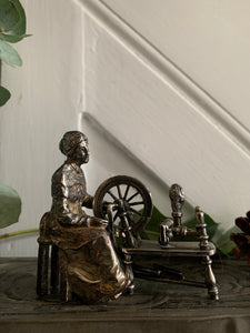Little English Pewter Figurine -Woman with Spindle
