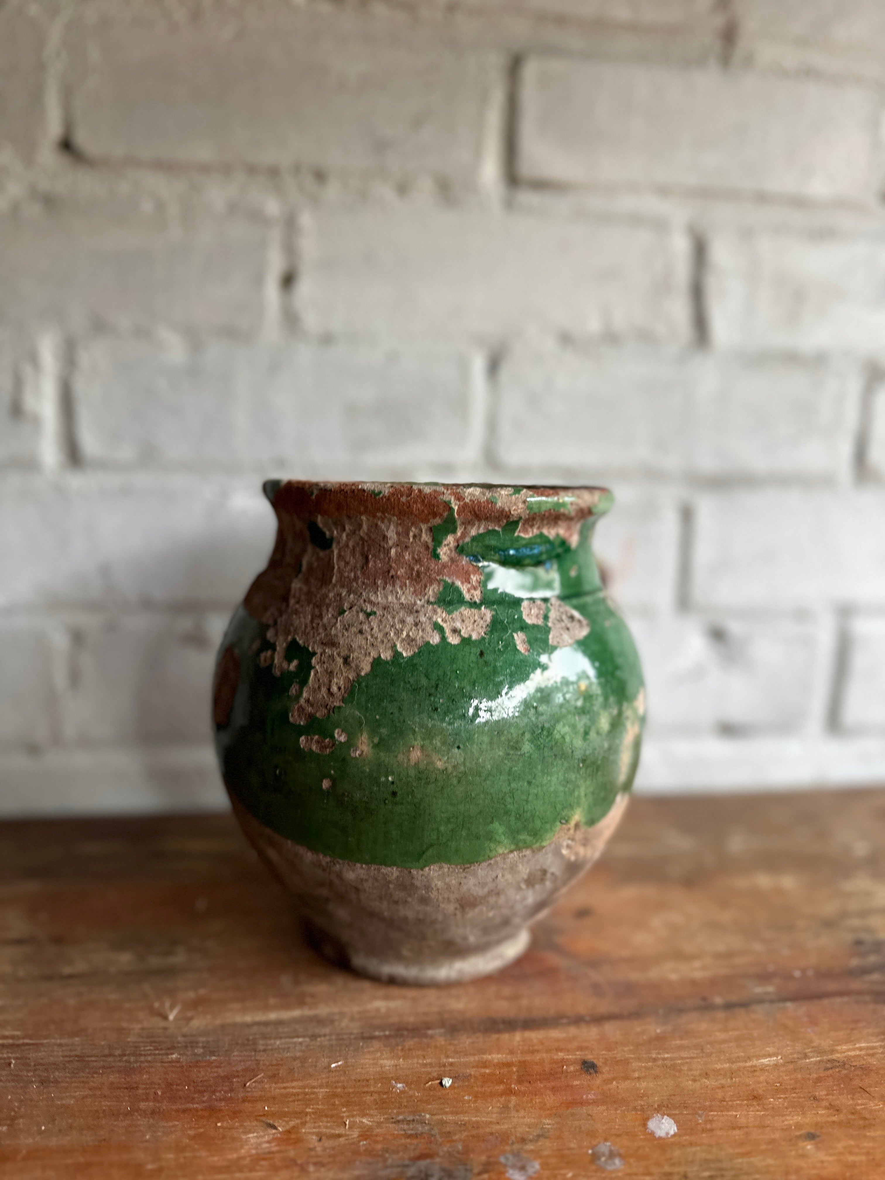 Small 19th Century French Green Confit Pot