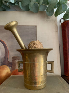 Large Antique Brass Pestle and Mortar