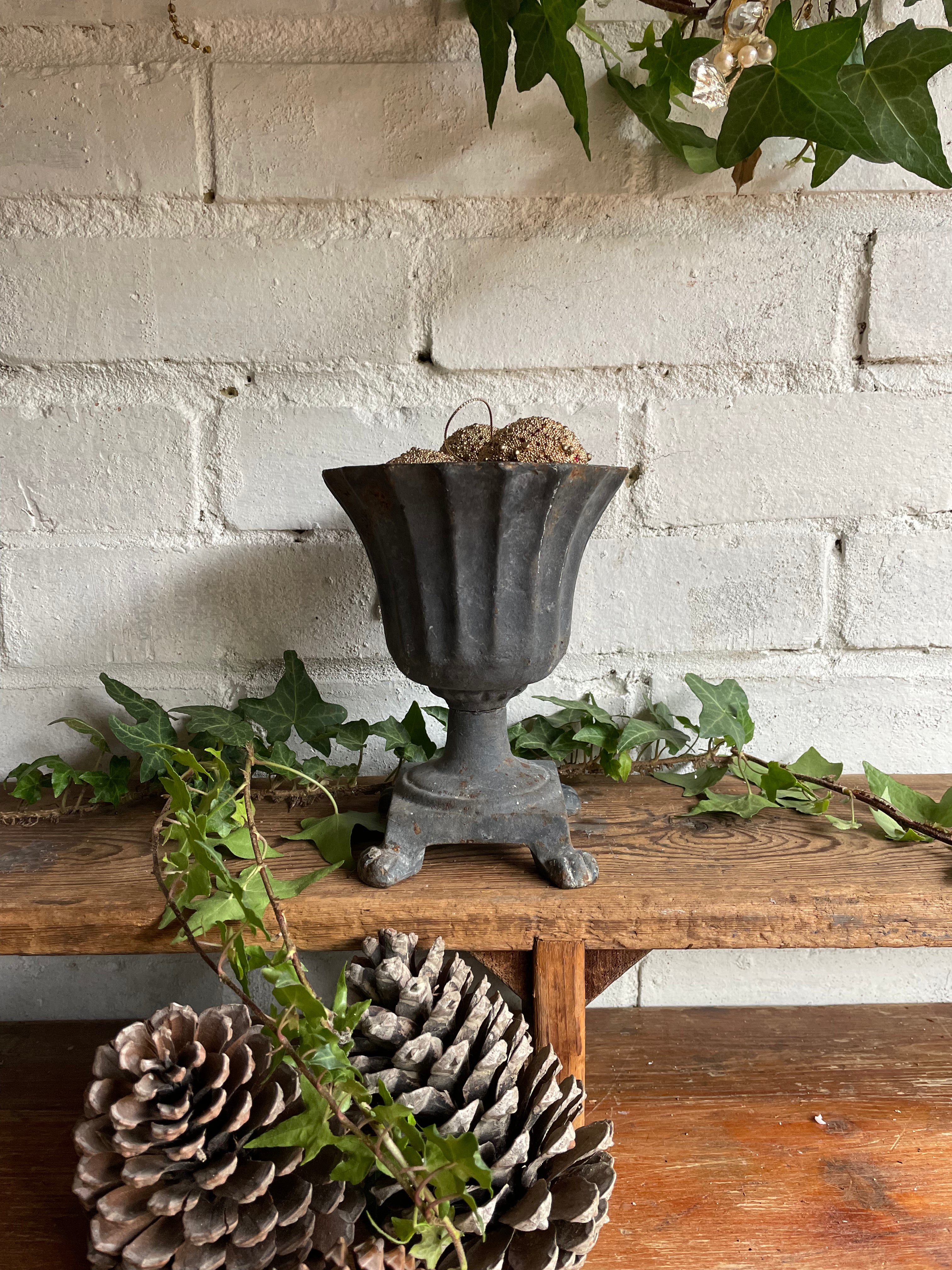Small Decorative Black Iron Urn
