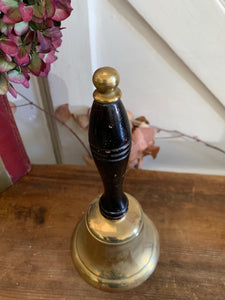 Large Vintage Brass Handbell with Black Handle