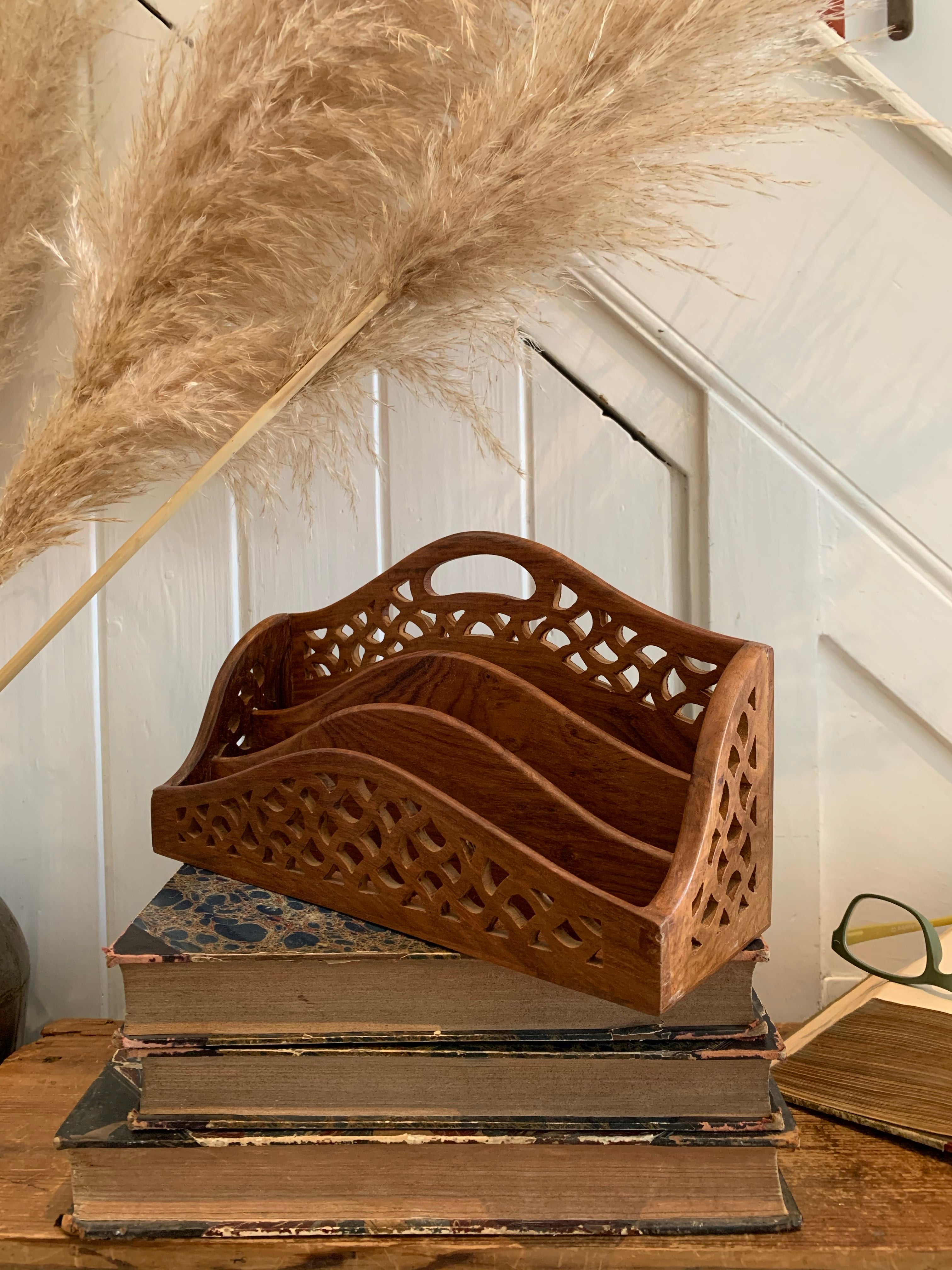 Mini Letter Rack Vintage Letter Rack Vintage letter rack Wood Box Desk storage desk ...