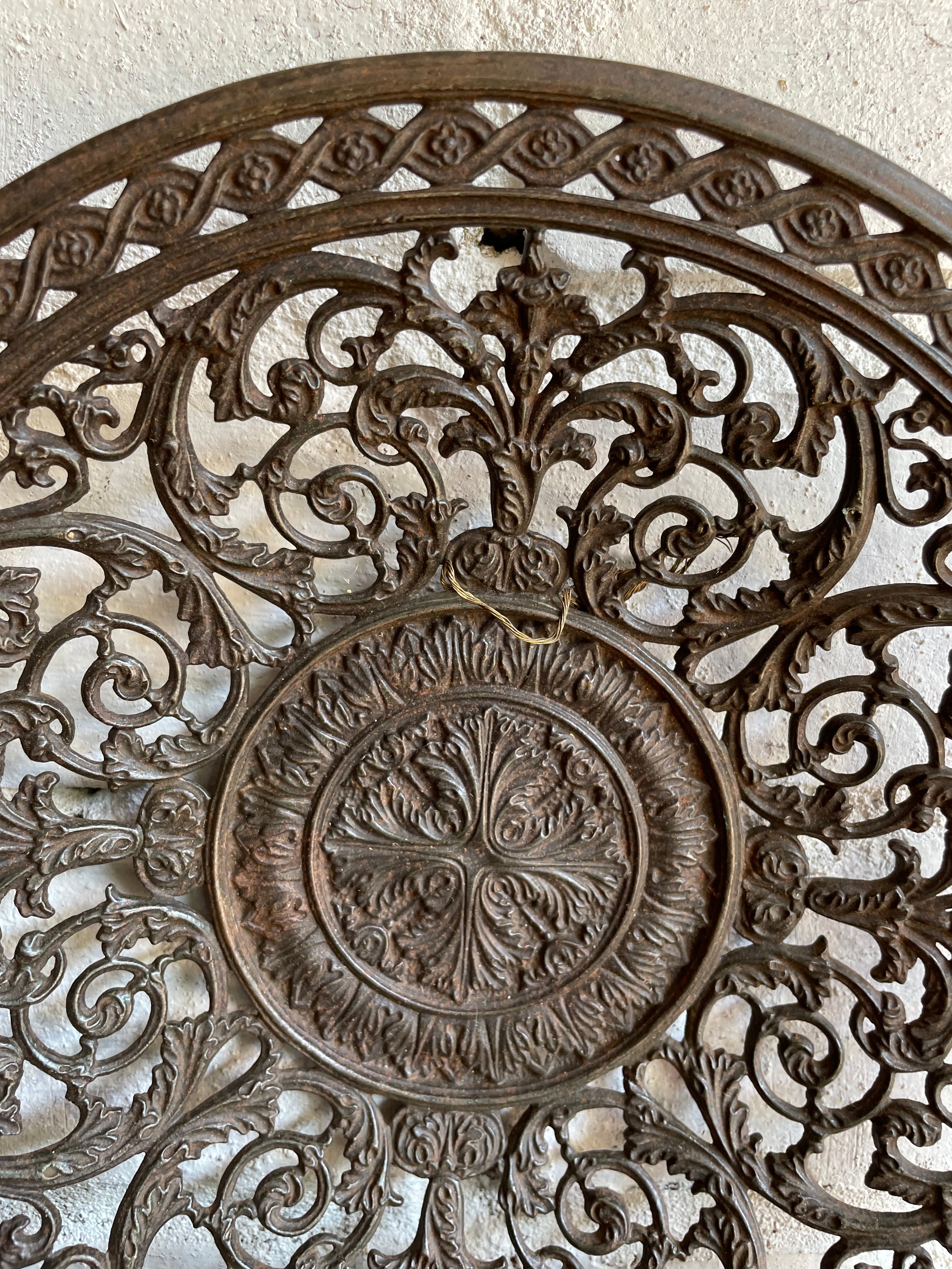Antique Decorative Cast Iron Filigree Plate 1