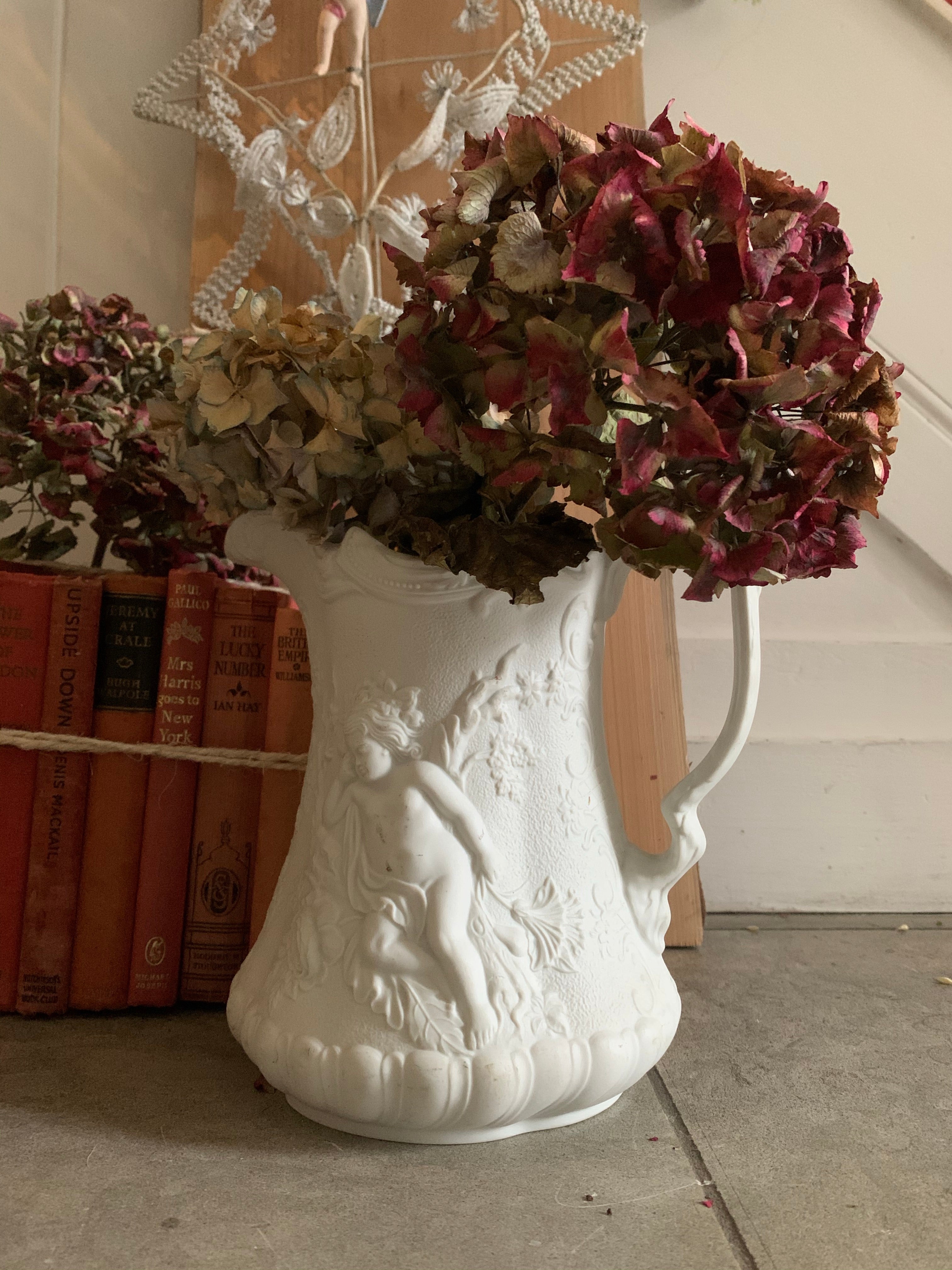 Bisque Porcelain Portmeirion Embossed Cherub Jug