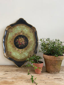 Florentine Tray with black and green florals