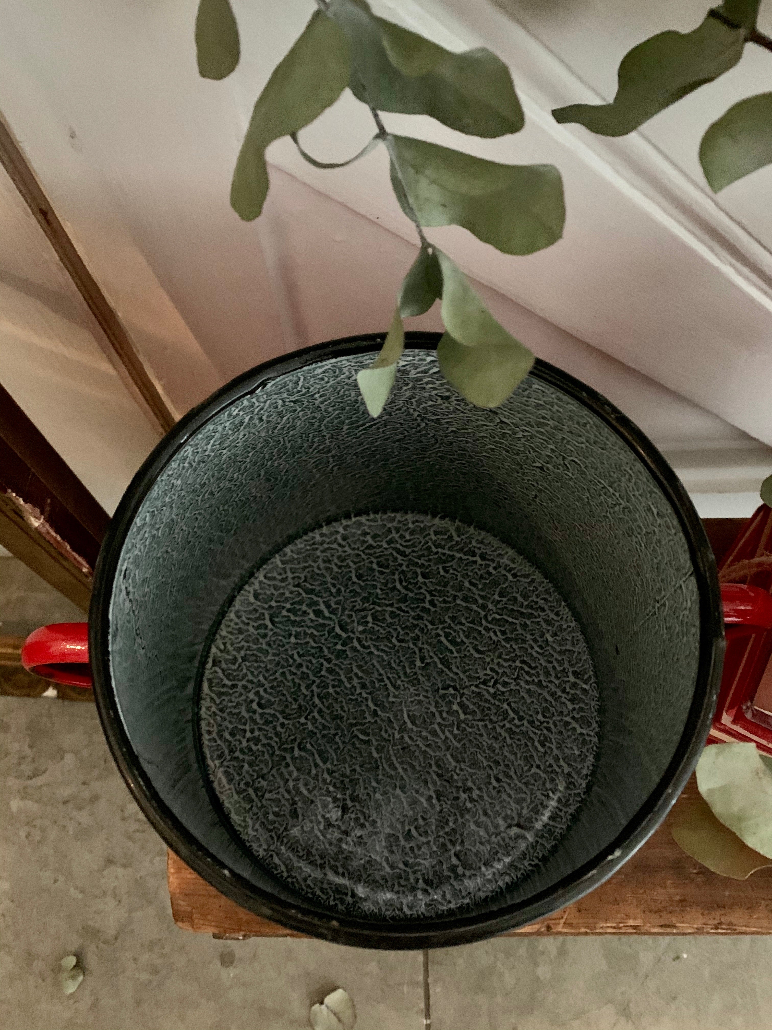 Large Red Enamel Storage Pot