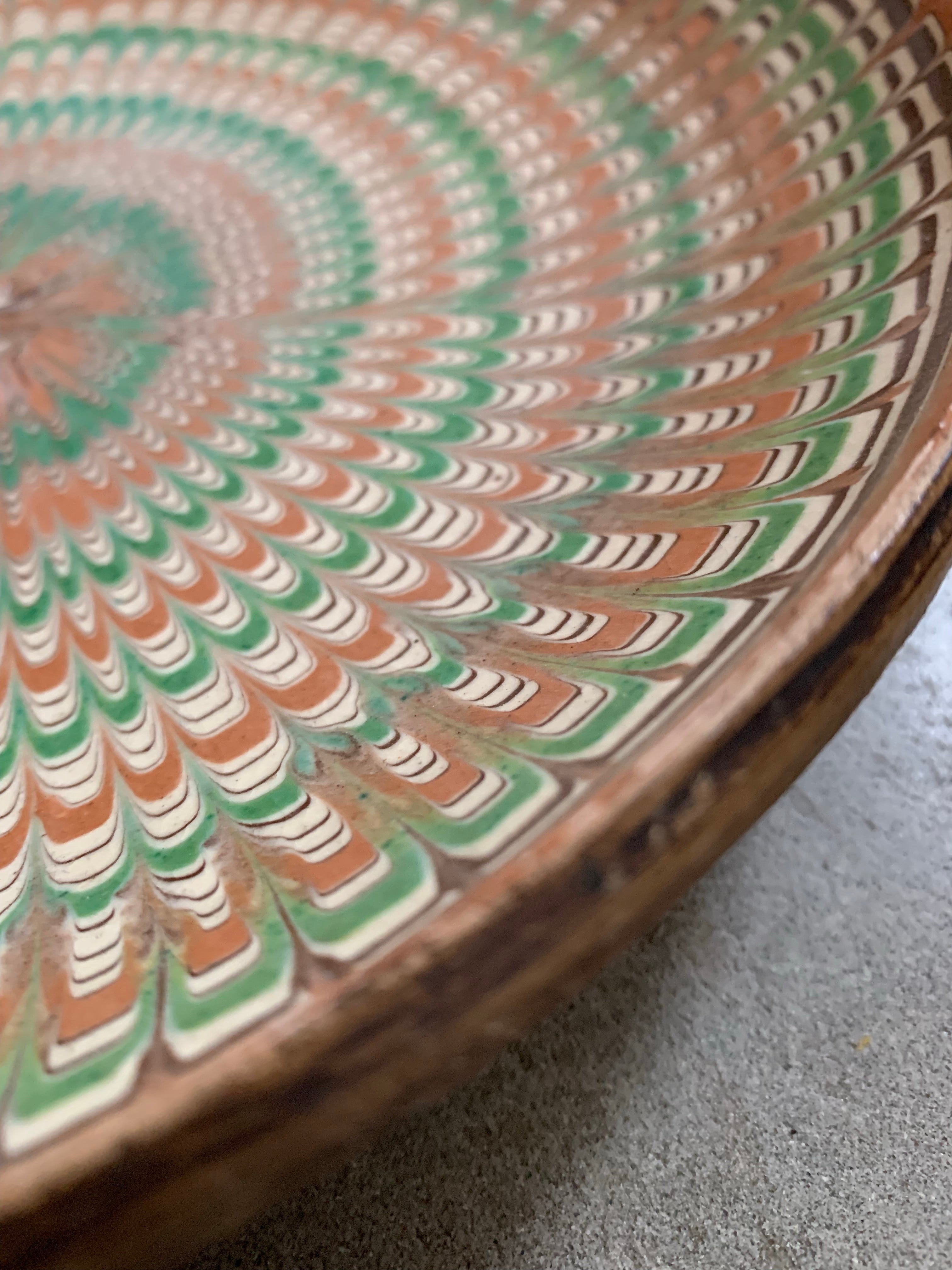 Decorative Patterned Plate in greens and earthy colours
