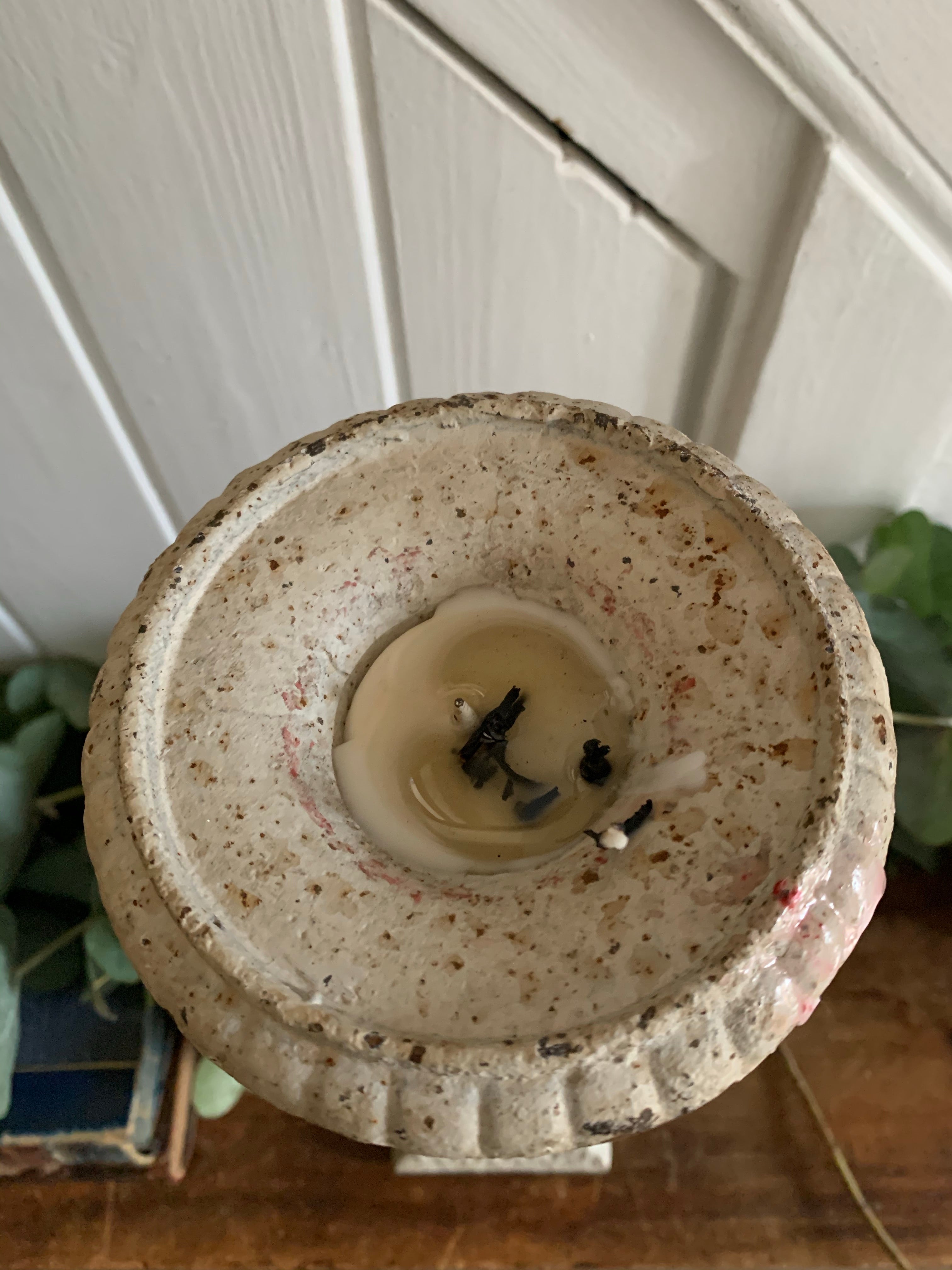 Large Rustic Cast Iron Candleholder  - Cream