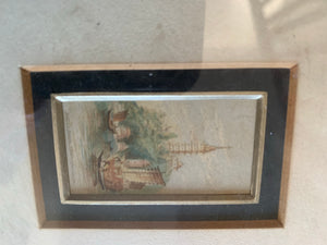 Miniature Watercolour:  Boats & Cathedral