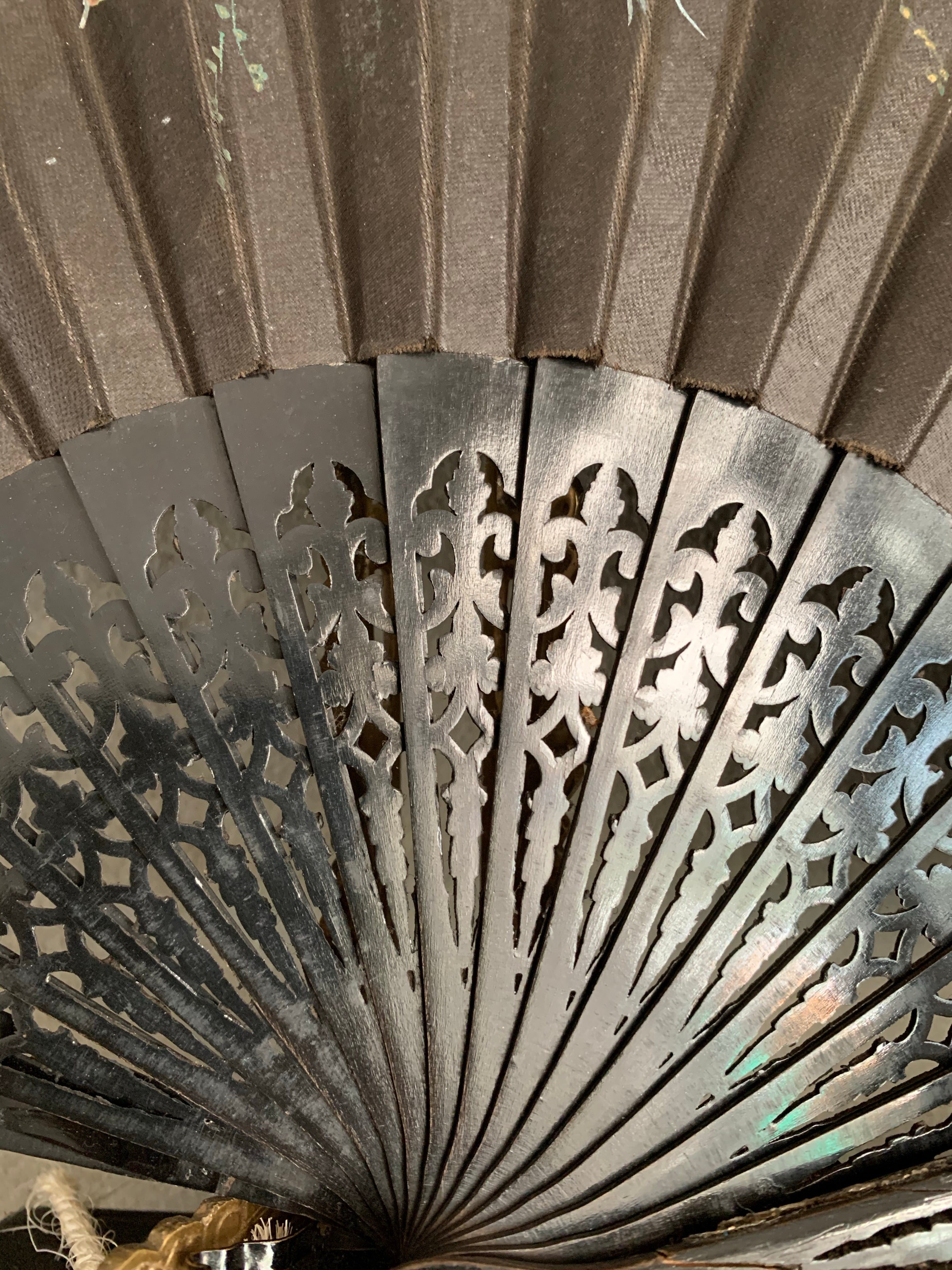 Large 19th Century Hand Painted Silk Fan