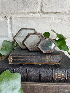 Trio of Tiny Stacking/Nesting Glass & Metal Trinket Boxes