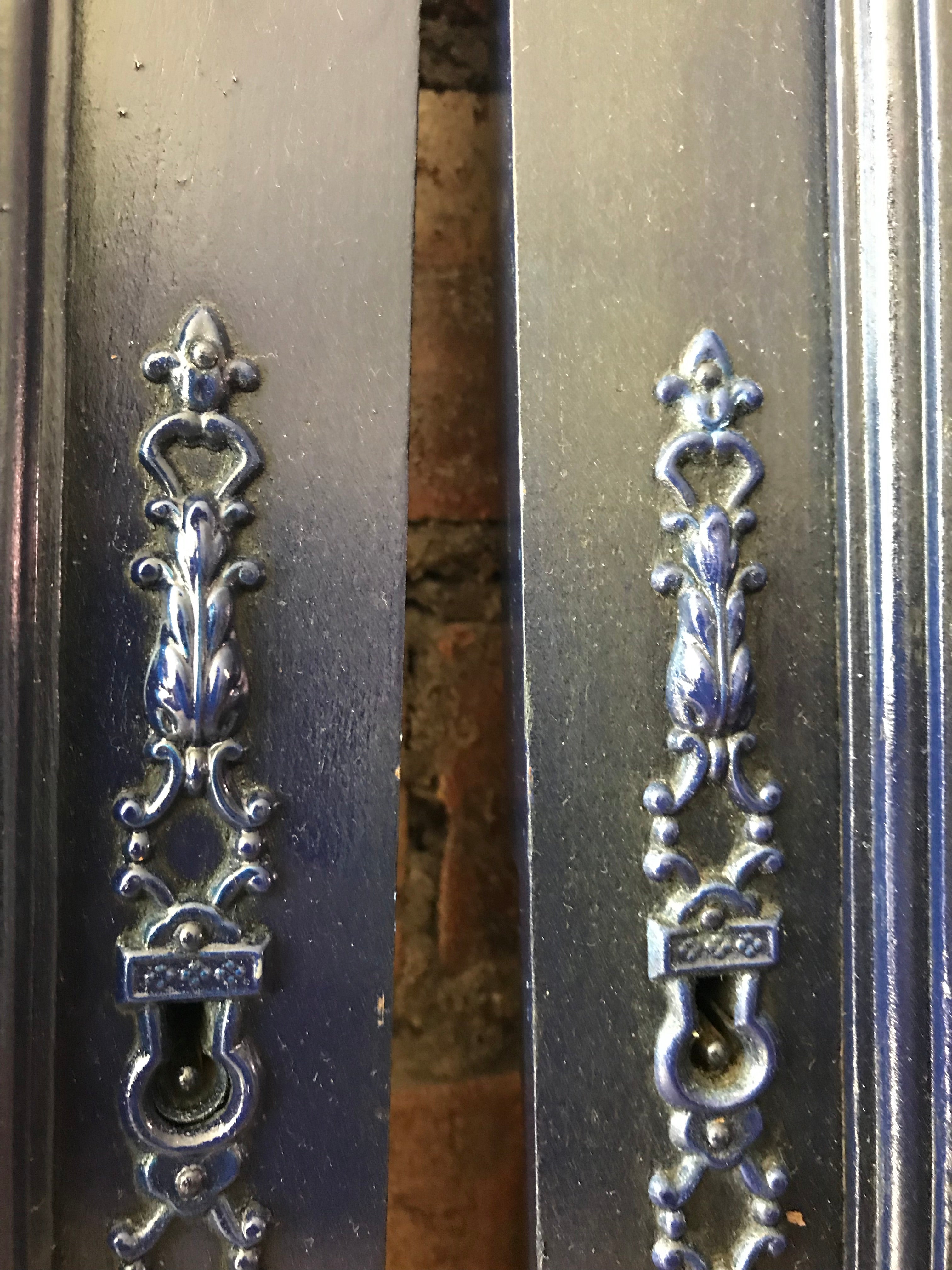Pair of French vintage panels in navy blue