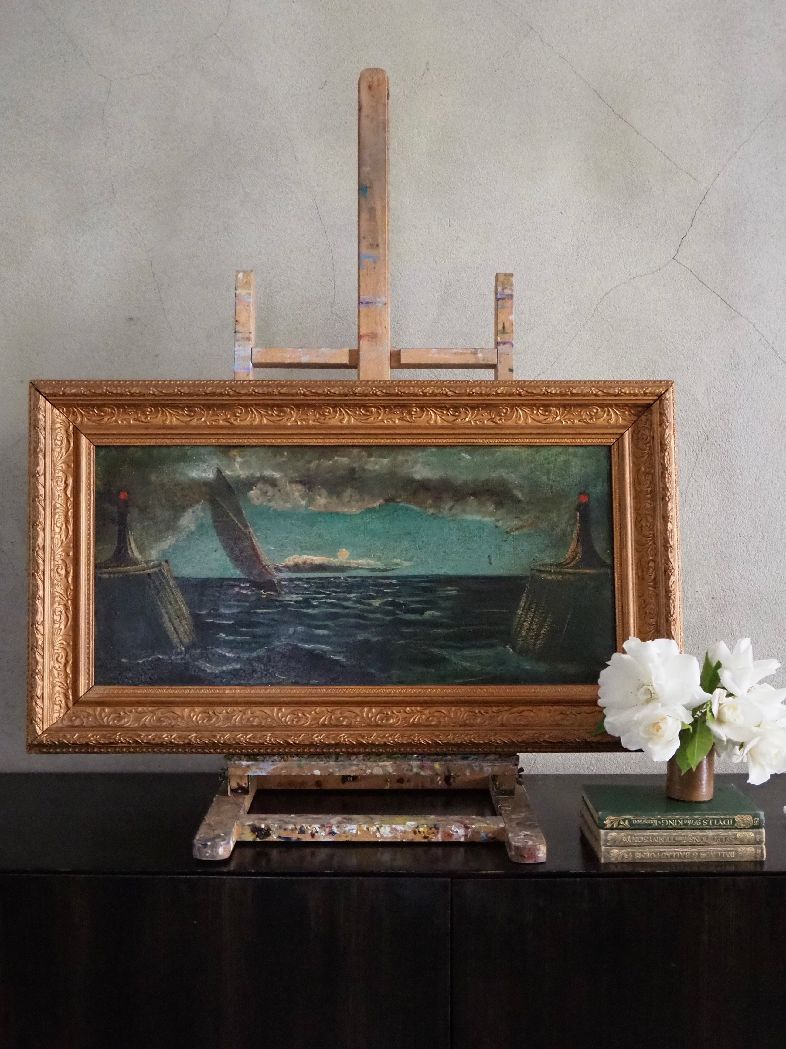 Moody Seas: Antique Oil on Board