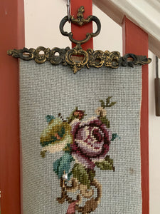 Tapestry Wall Hanging of Birds & Flowers with Decorative Gilt Ends