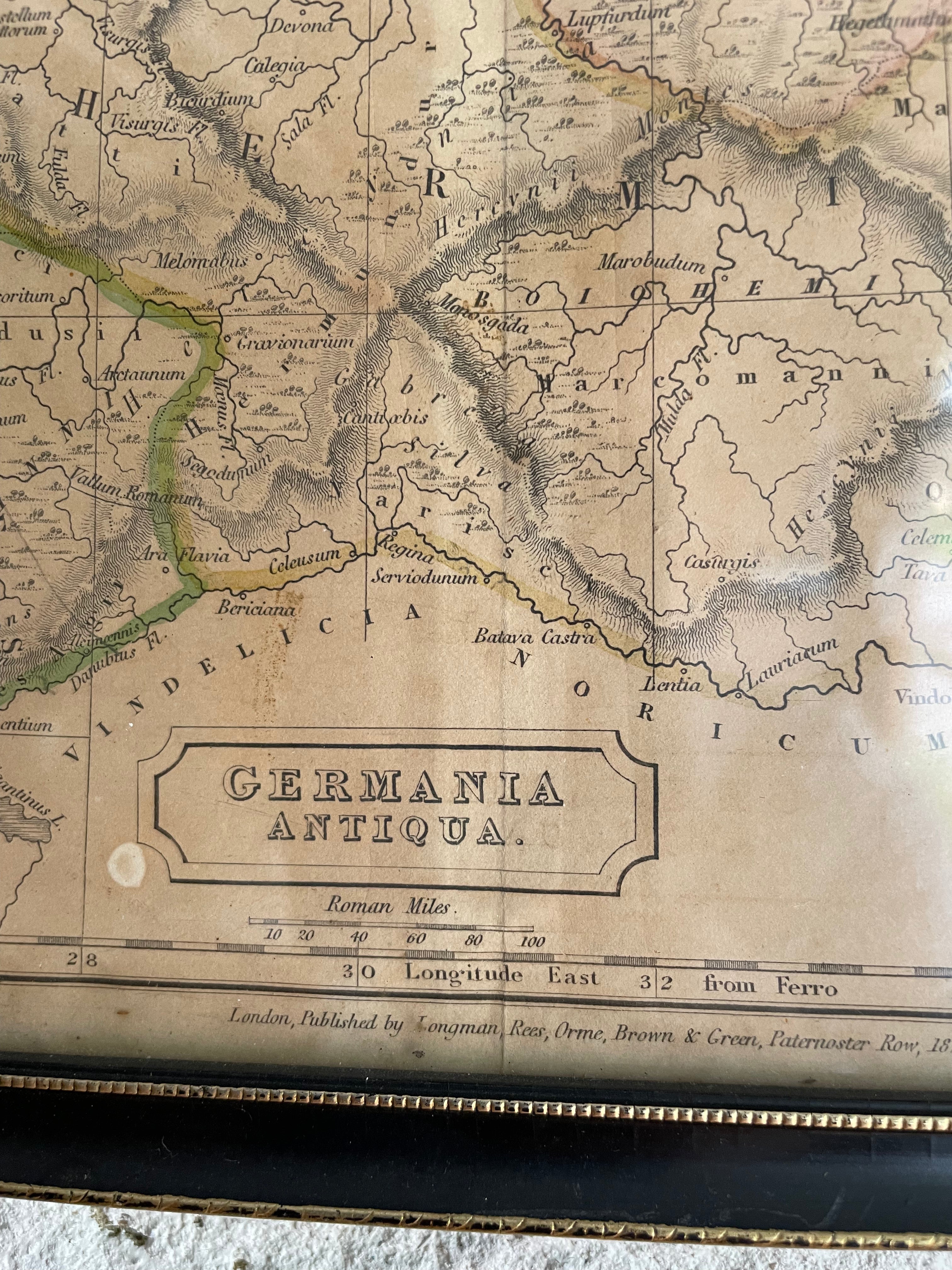 Small 19th Century Framed Map: Germania