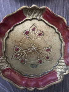 Set of Four Vintage Italian Florentine Coasters - Orange