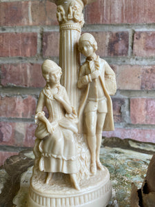 Resin Candleholder/Centrepiece of 18th Century Lady & Gentleman