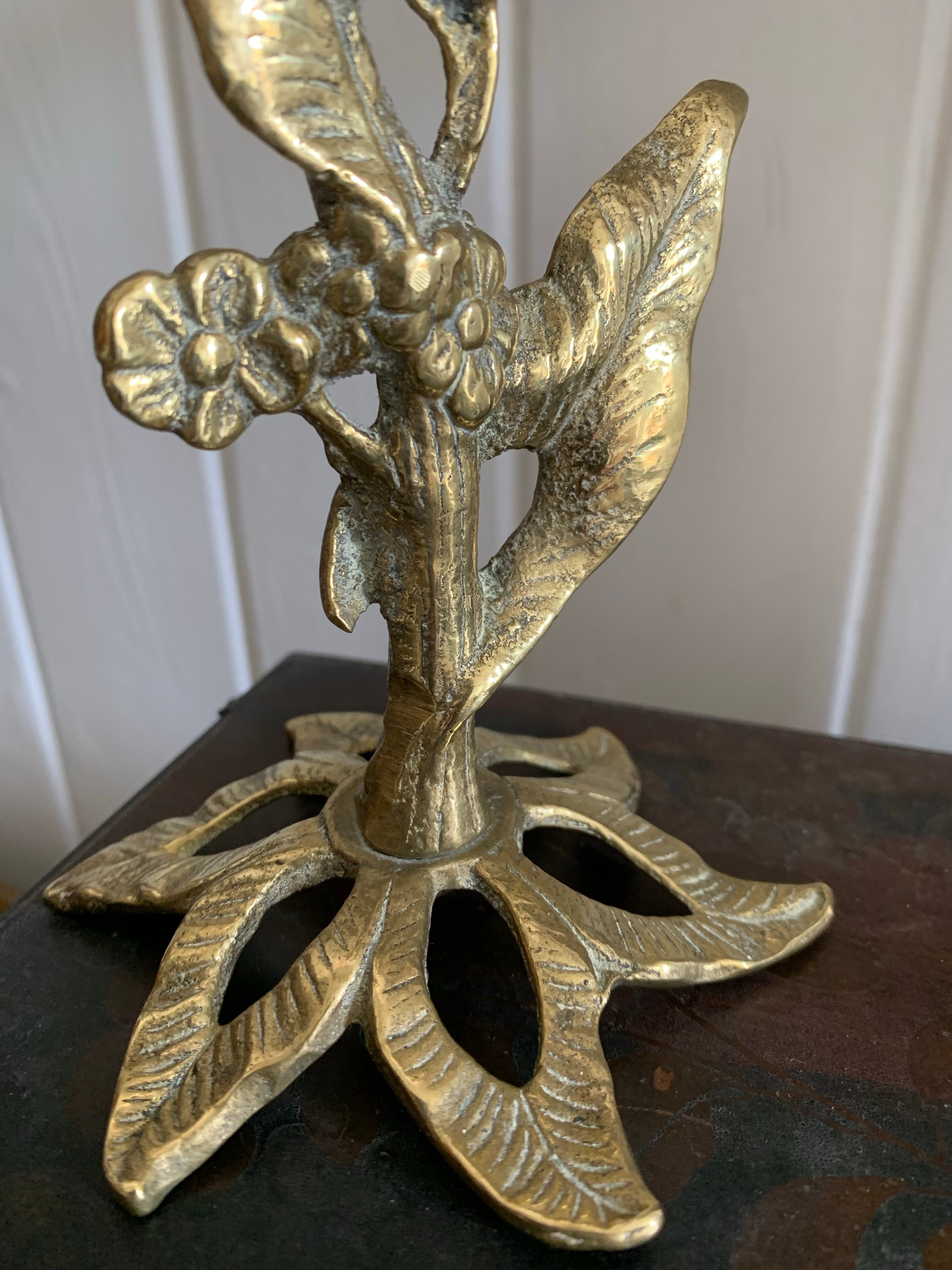 Ornate Floral Gilt Candlestick Pair