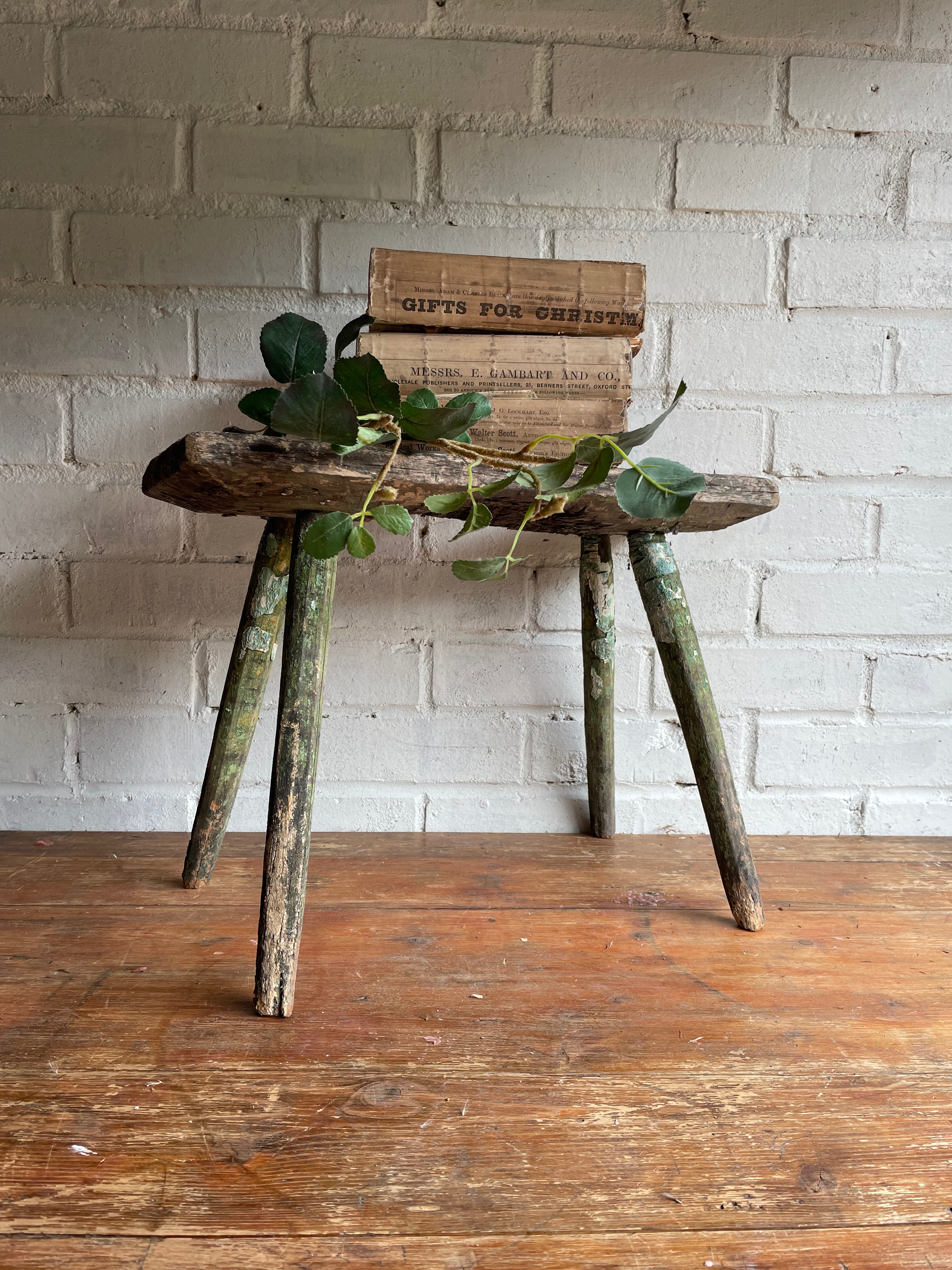 Rustic Green Stool