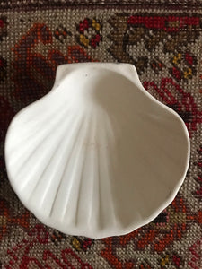 Trio of French vintage bisque porcelain scallop dishes