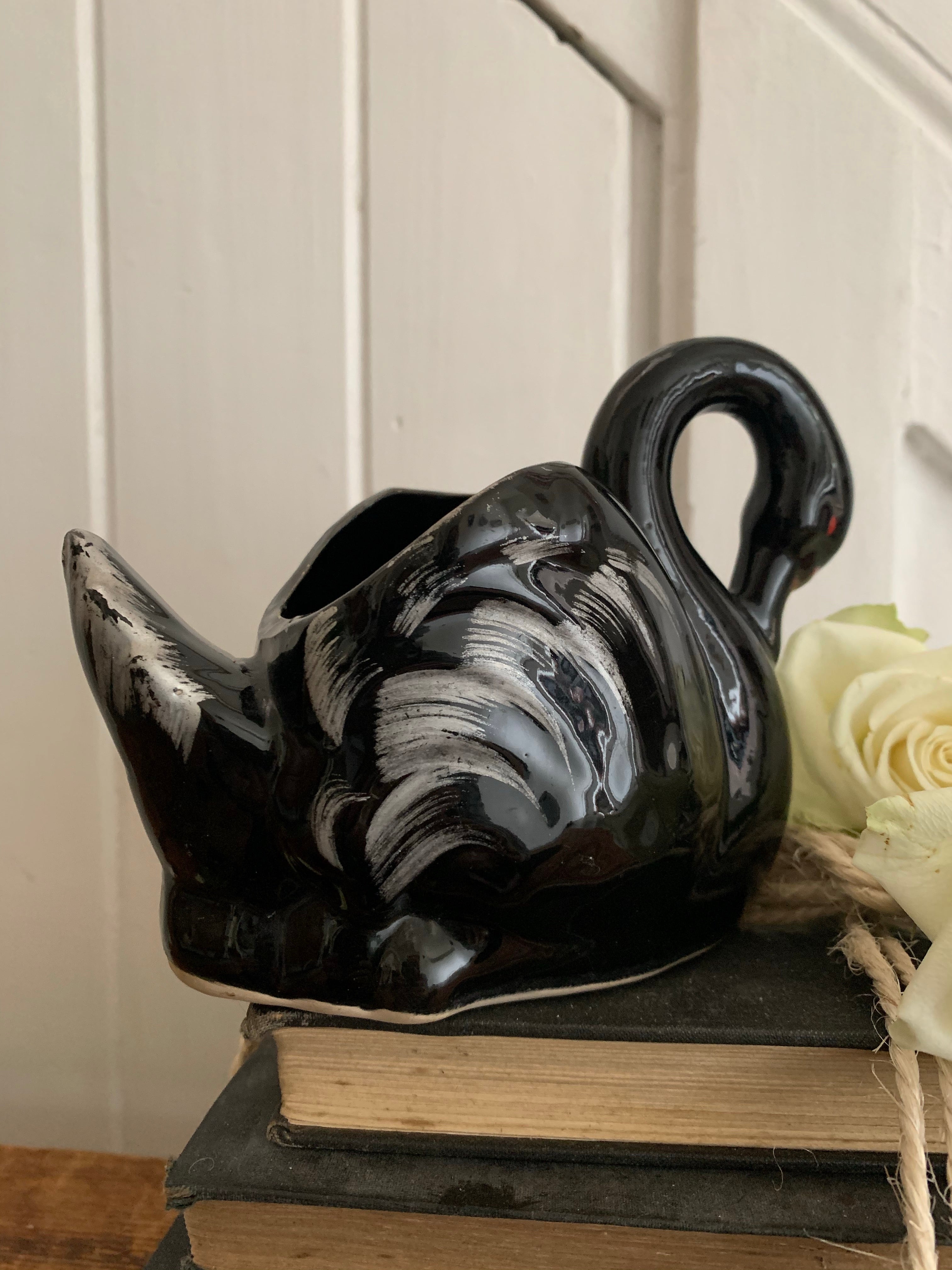 Small Black Ceramic Swan 2