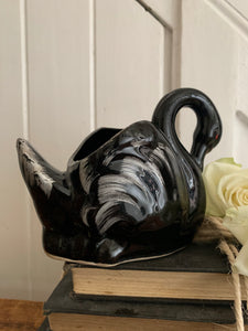 Small Black Ceramic Swan 2