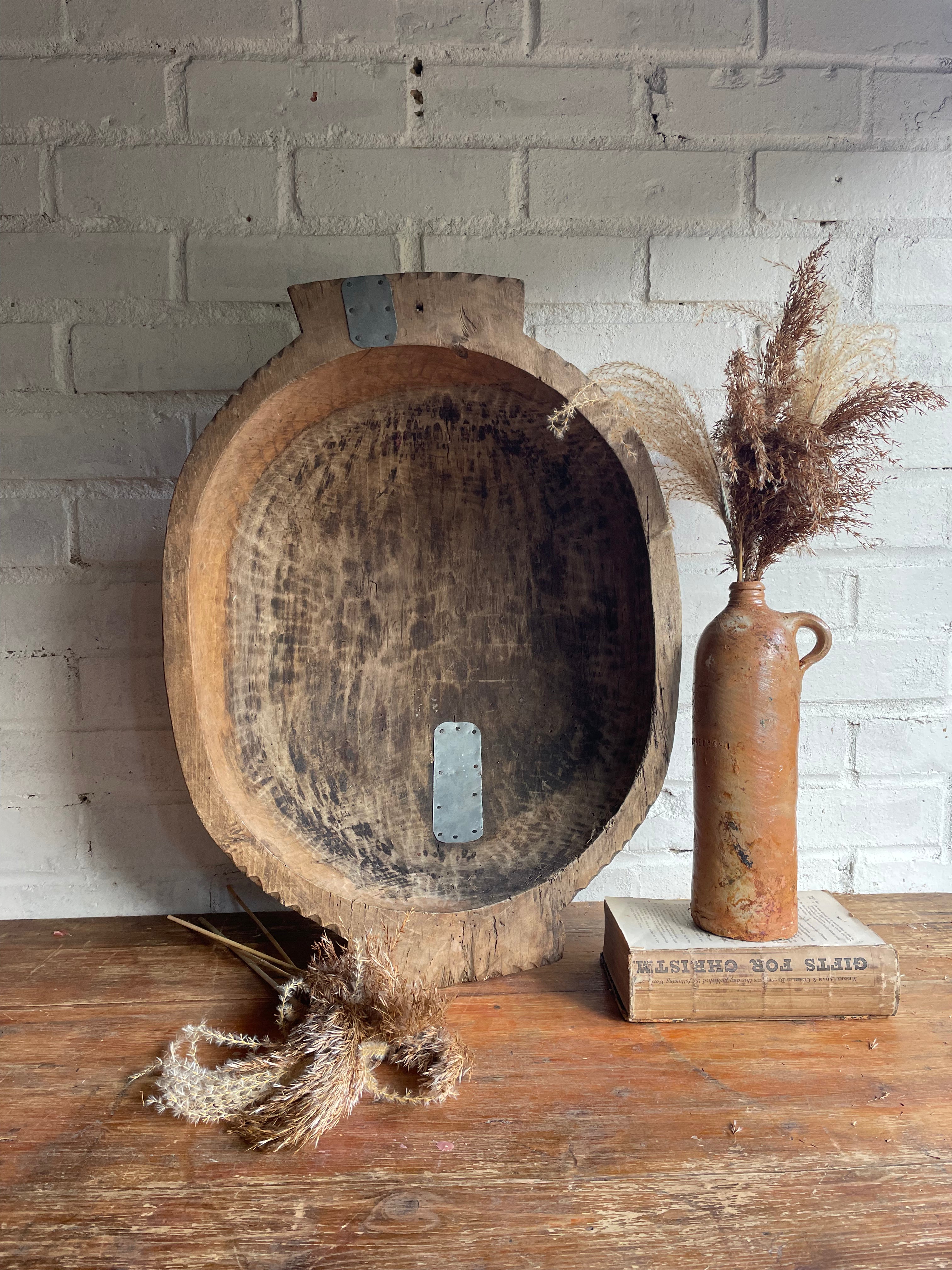 Large Wooden Dough Bowl