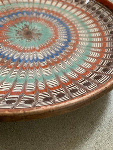 Decorative Patterned Plate in blues, terracotta and greens