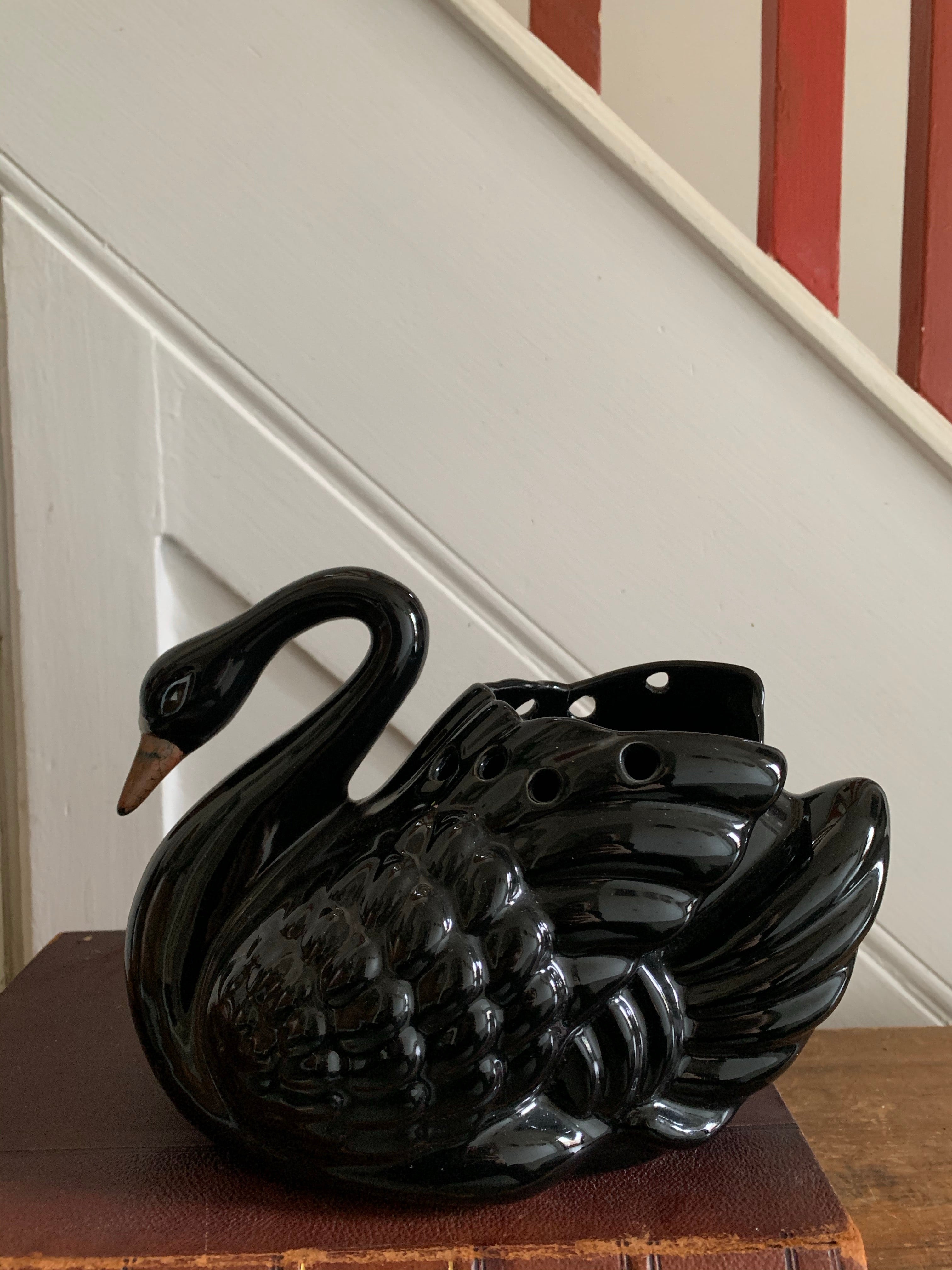 Black Ceramic Swan