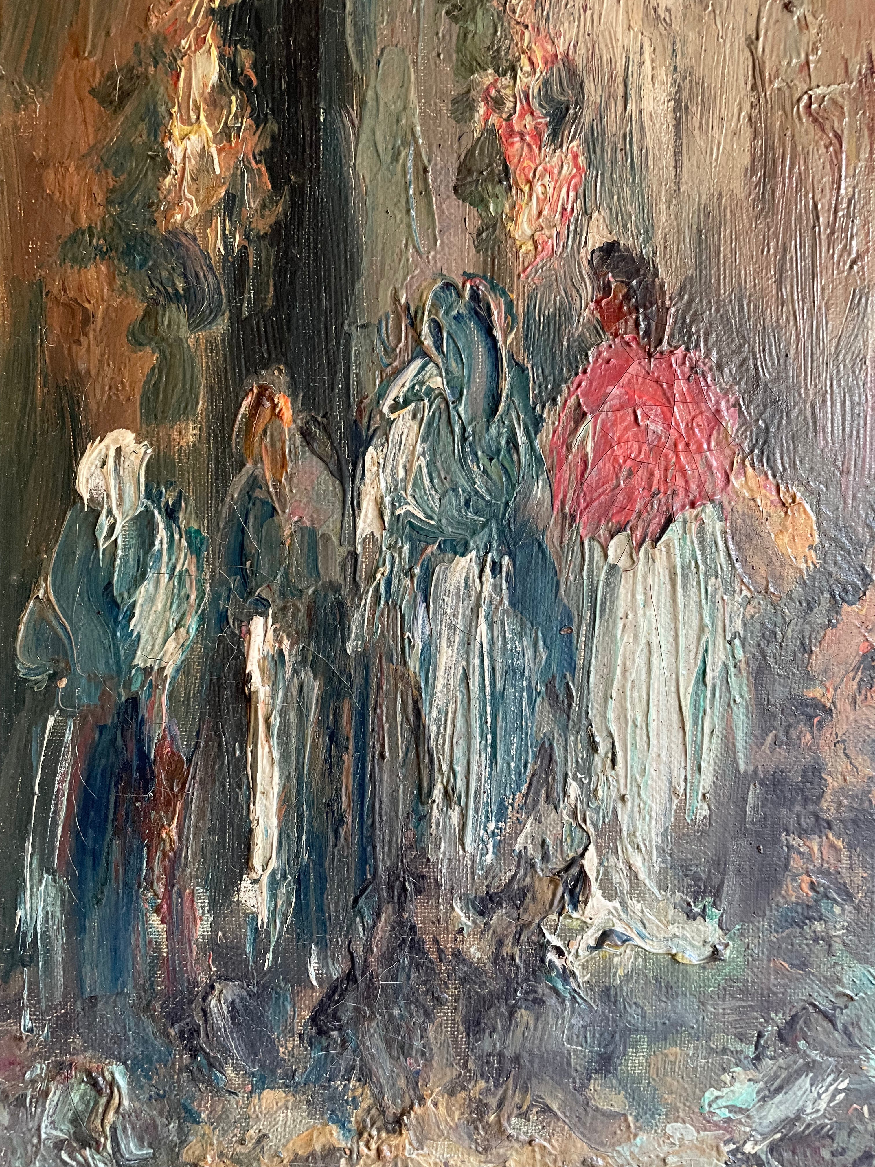 Street Scene: Impasto Oil on Canvas