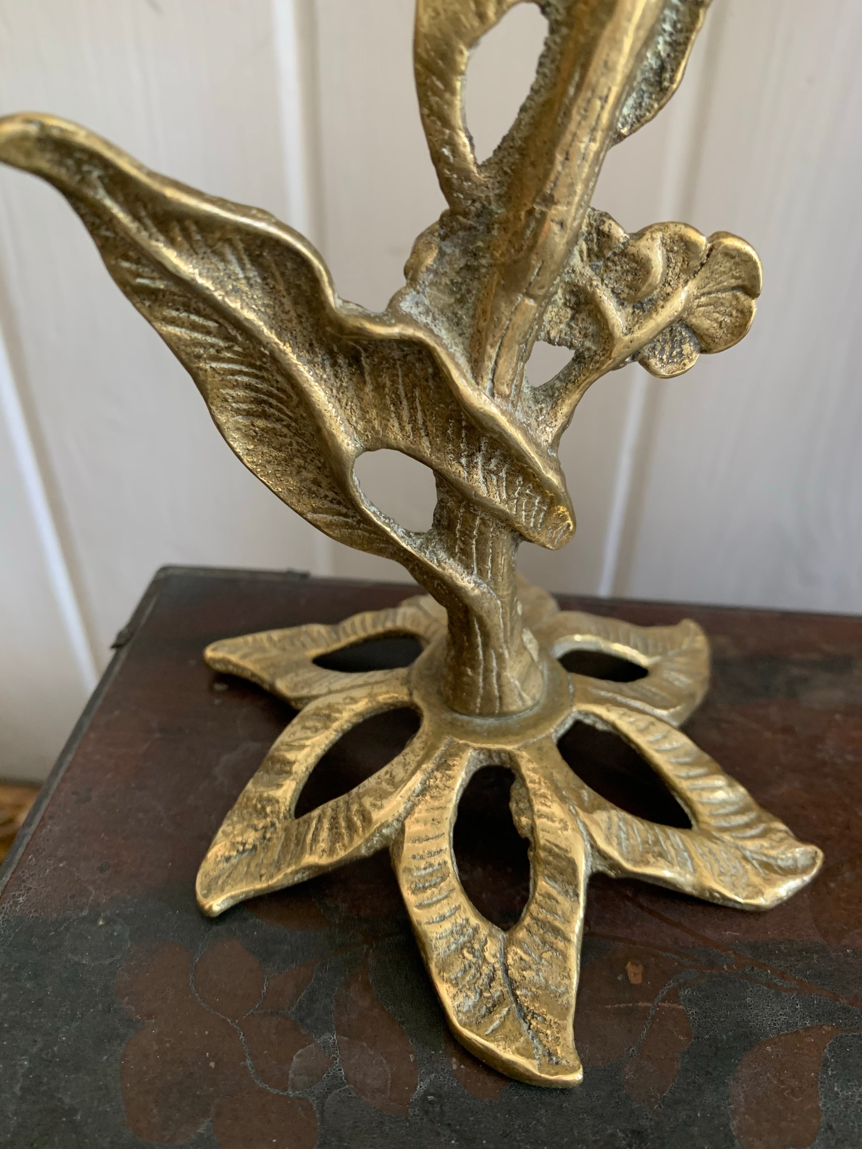 Ornate Floral Gilt Candlestick Pair