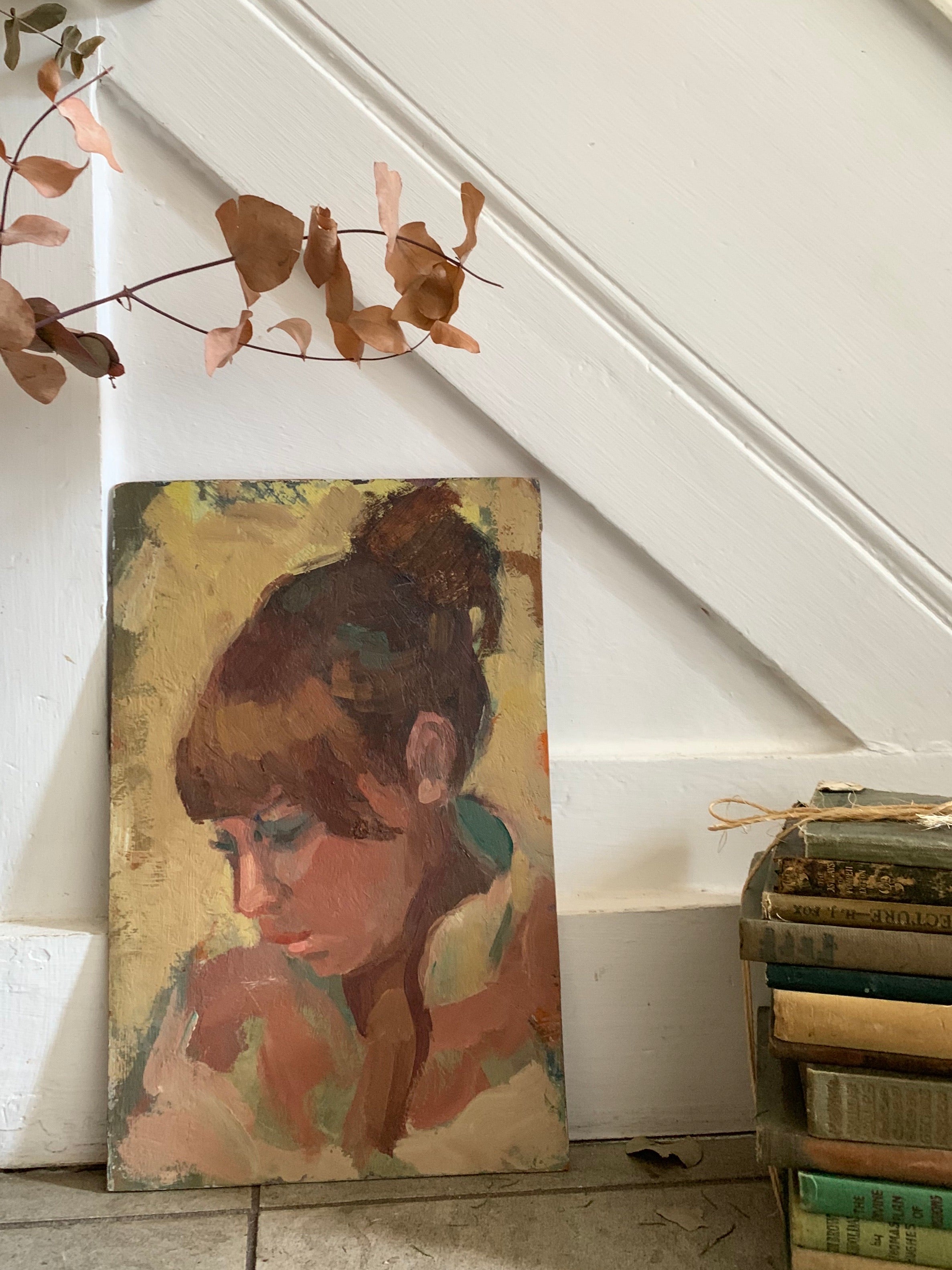 Portrait of Lady with a Fringe - Mini Oil Painting on Board