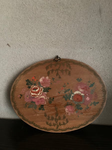 Mini Oval Floral Antique Oil on Wood