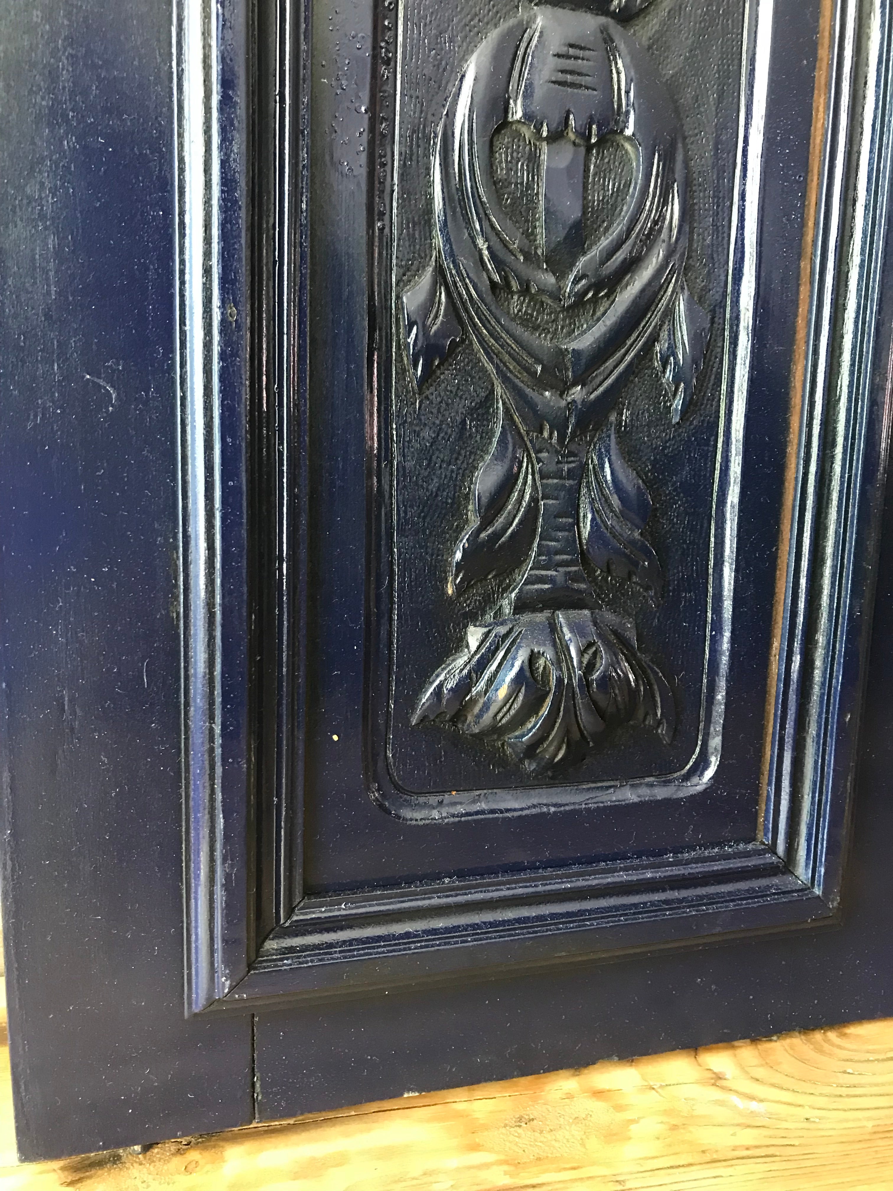 Pair of French vintage panels in navy blue