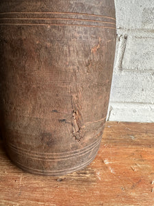 19th Century Tibetan Carved Wooden Curd Pot