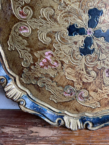 Florentine Tray in Black, Gold & Pink