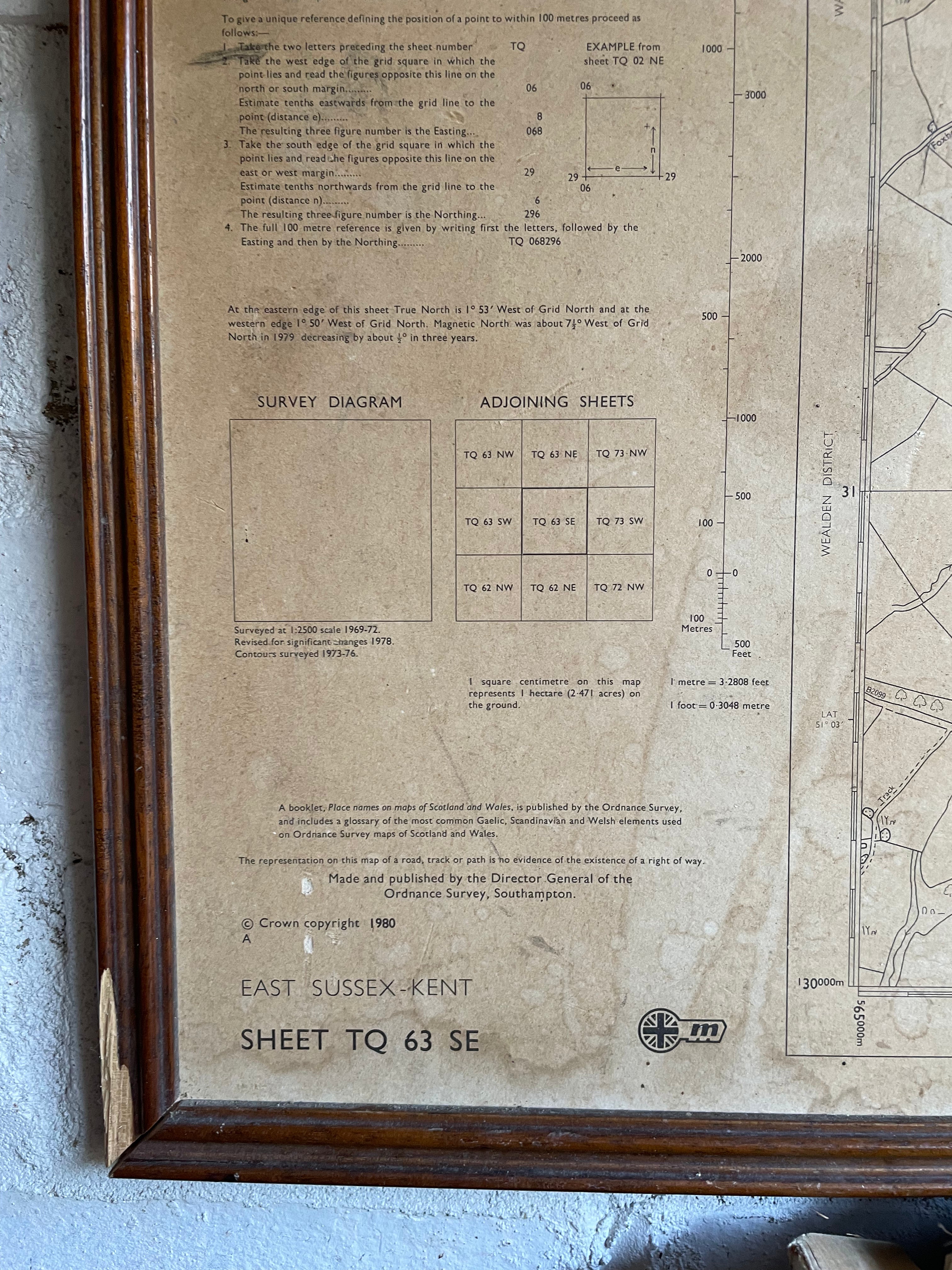 Large Faded Map of East Sussex & Kent