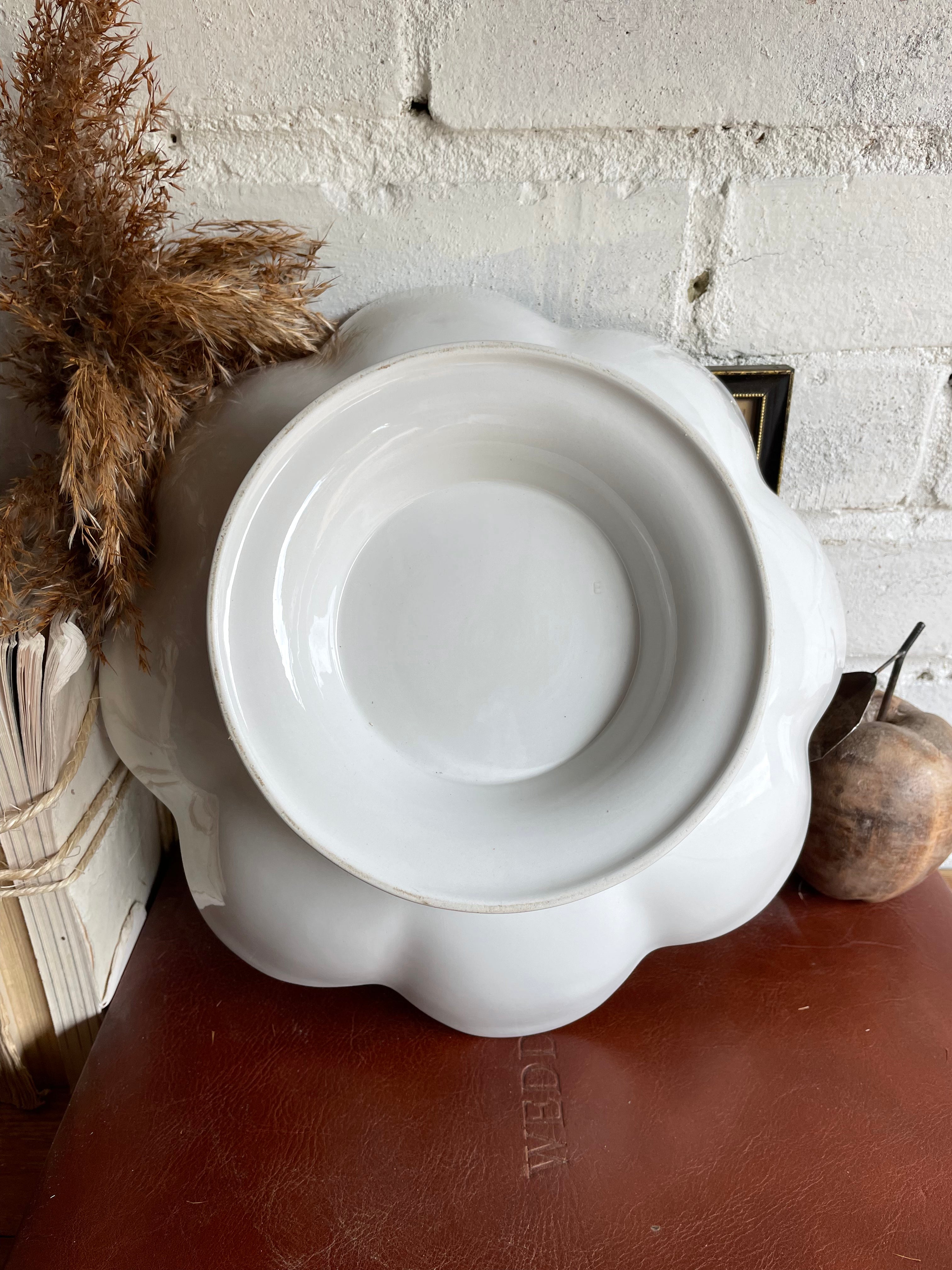 Vintage White Fluted Bowl