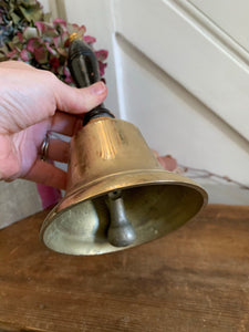 Large Vintage Brass Handbell with Black Handle