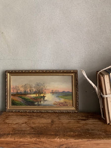 A Landscape at Dusk: Antique Oil, signed and dated 1902