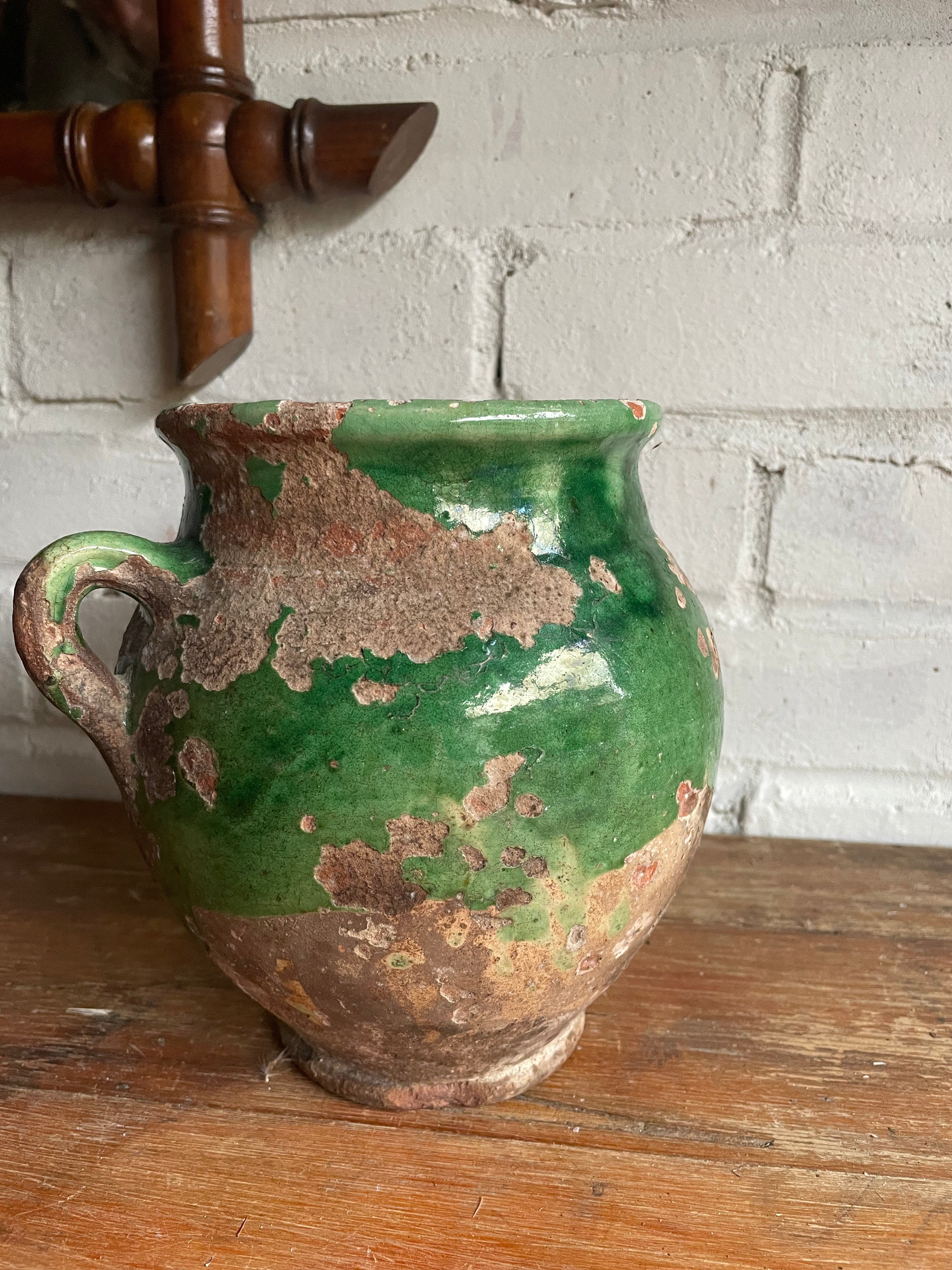 Small 19th Century French Green Confit Pot