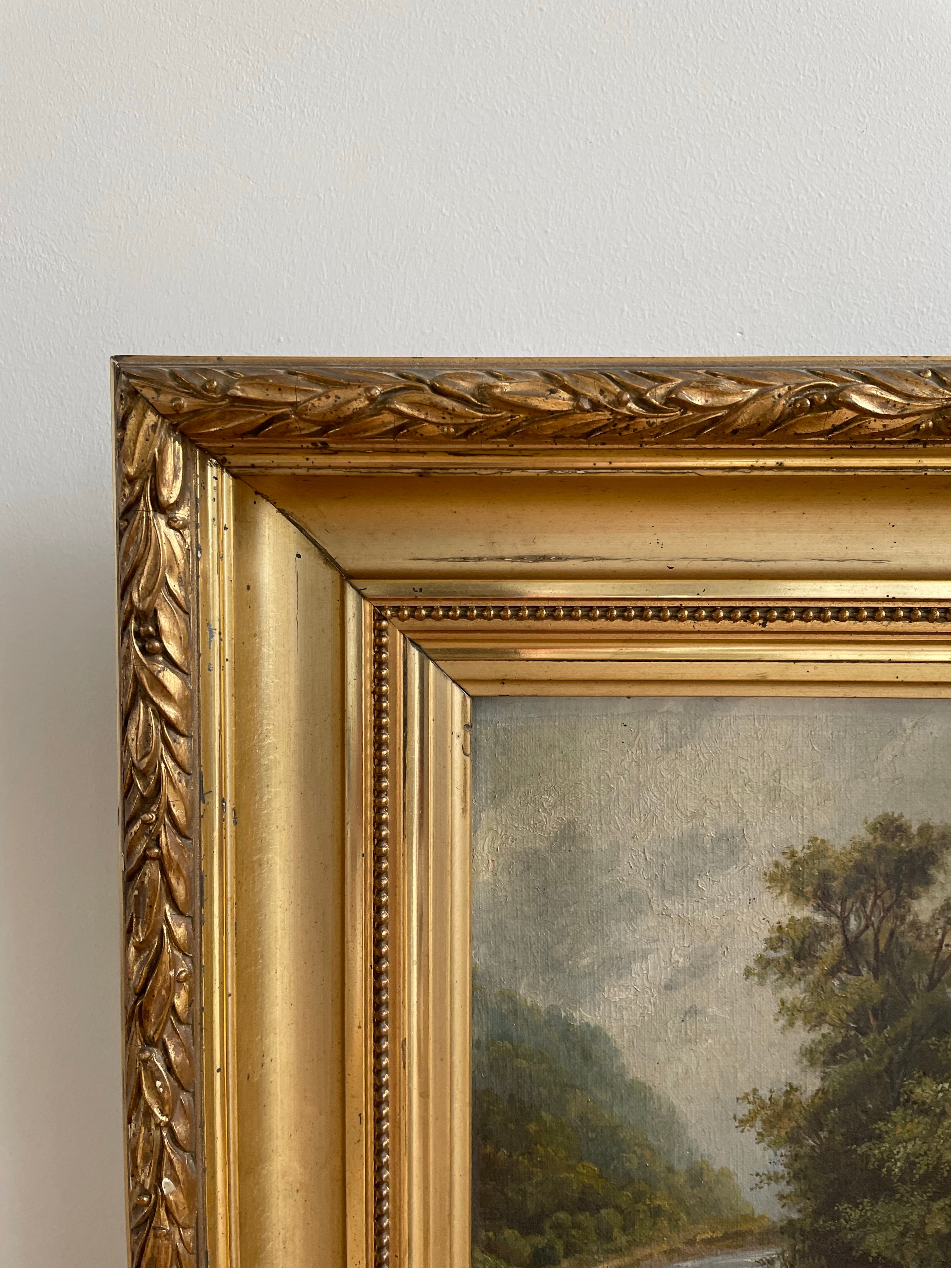 Moody Landscape: Gilt Framed Oil on Canvas