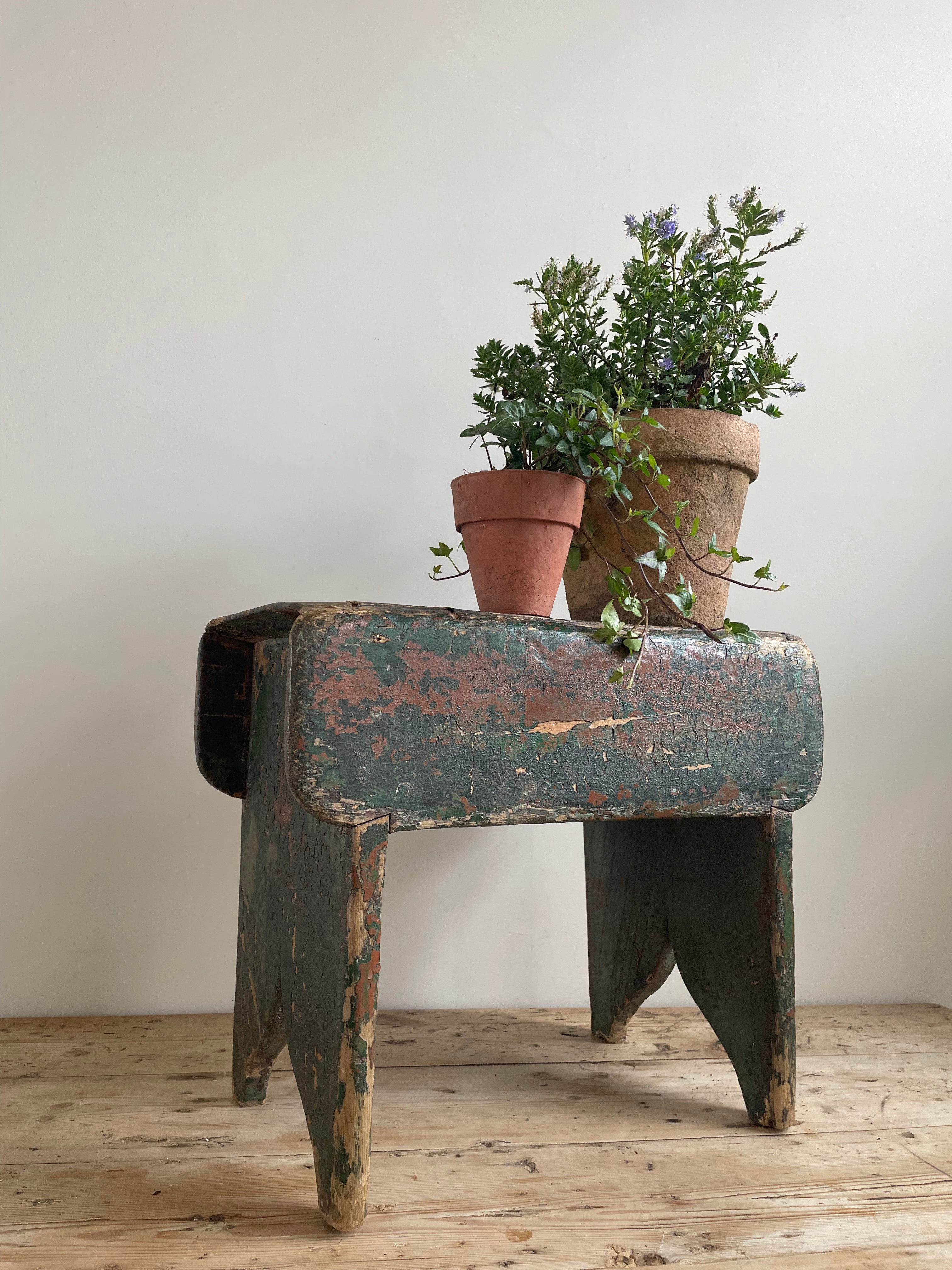 Rustic Green Stool