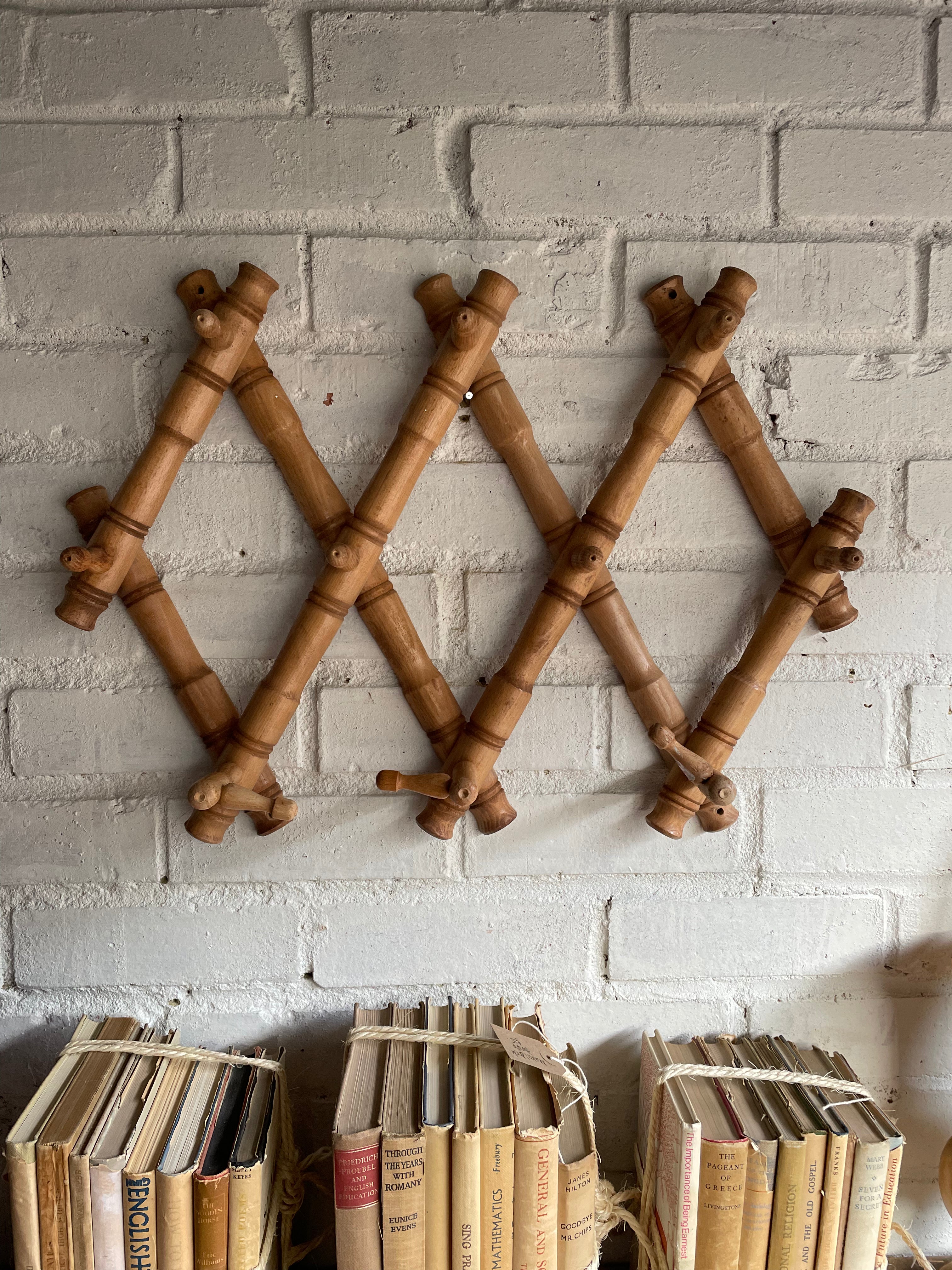 1930s Accordion Bamboo Coat & Hat Rack