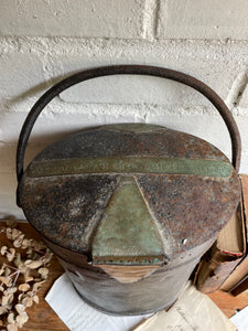19th Century Caste Iron Bin with Handle from "Leicester Cooperative Society"