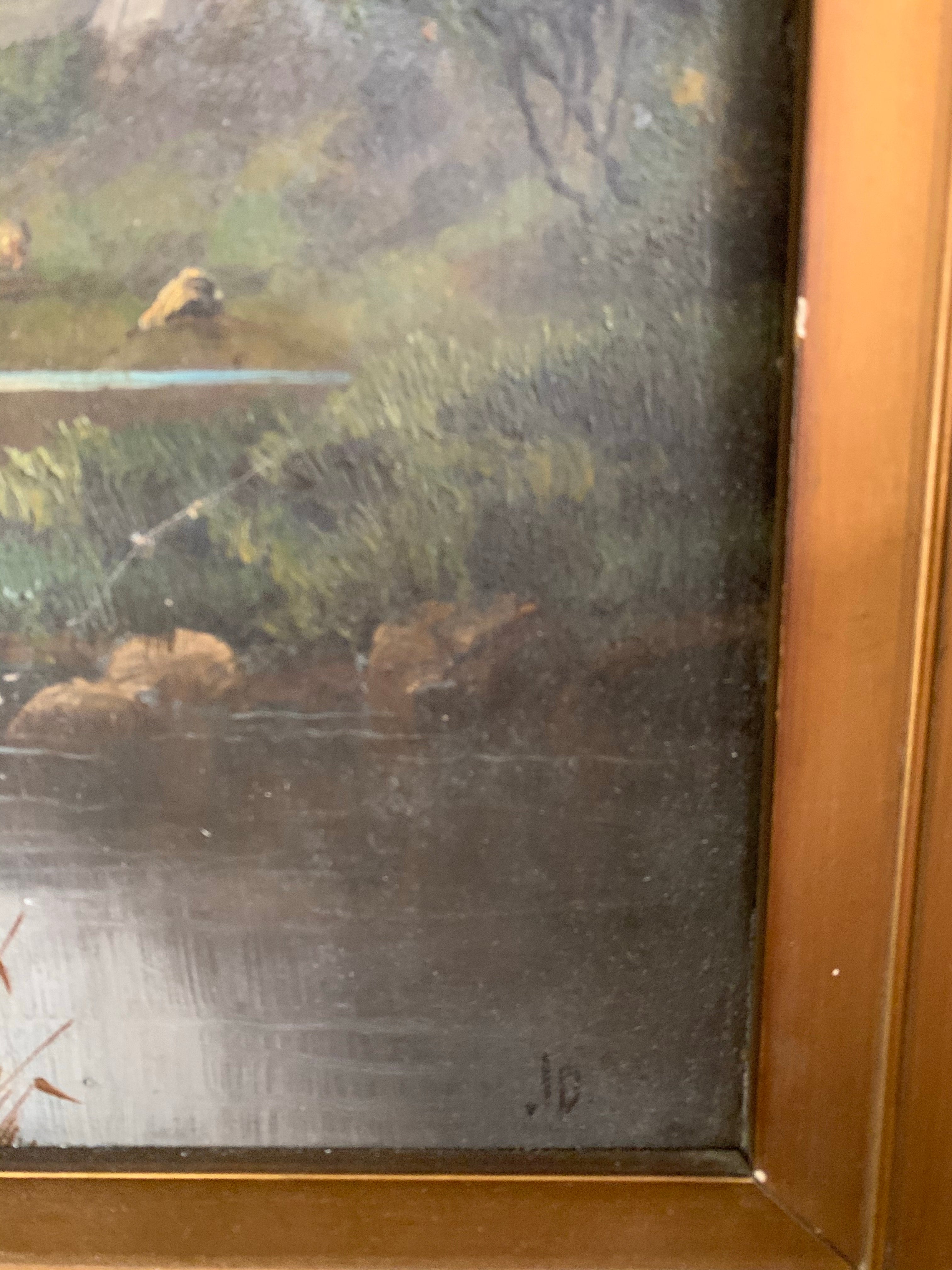 Mountain and Sky: Antique Oil on board