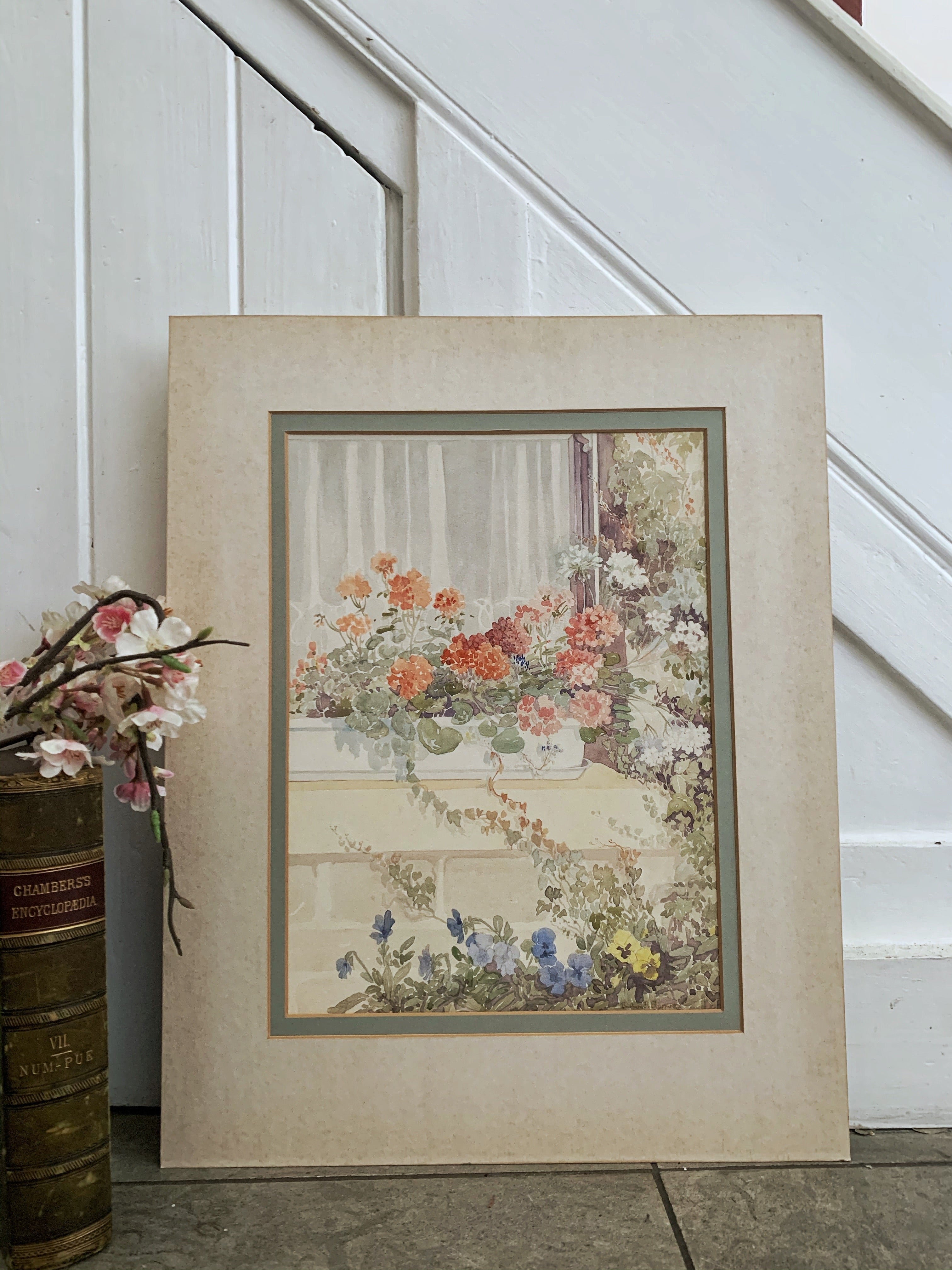 A Floral Delight:  Signed Vintage Watercolour Painting