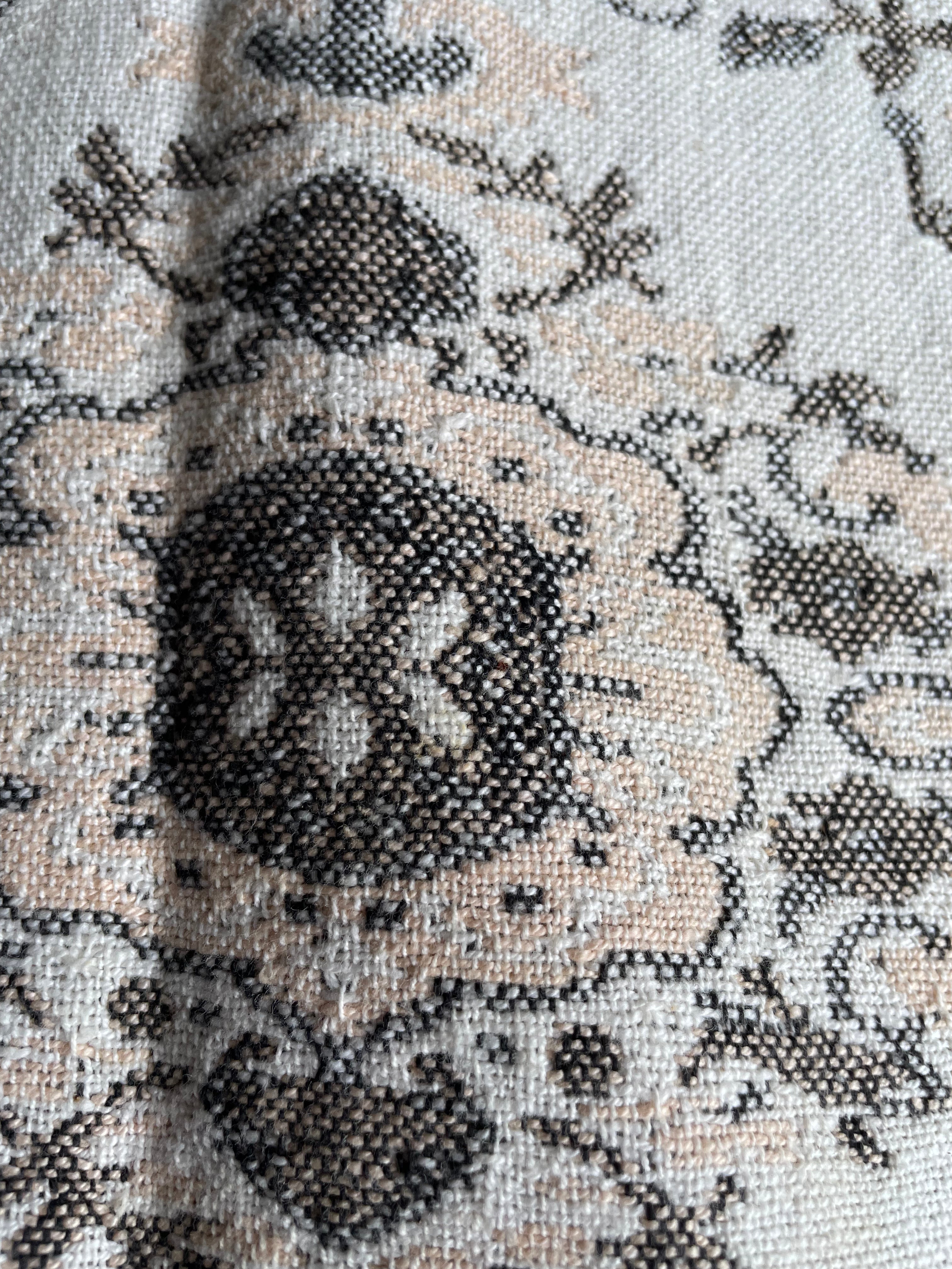 Coral Pink and Grey Embroidered Throw with Fringing