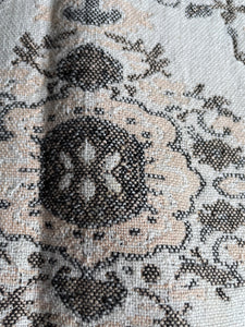 Coral Pink and Grey Embroidered Throw with Fringing